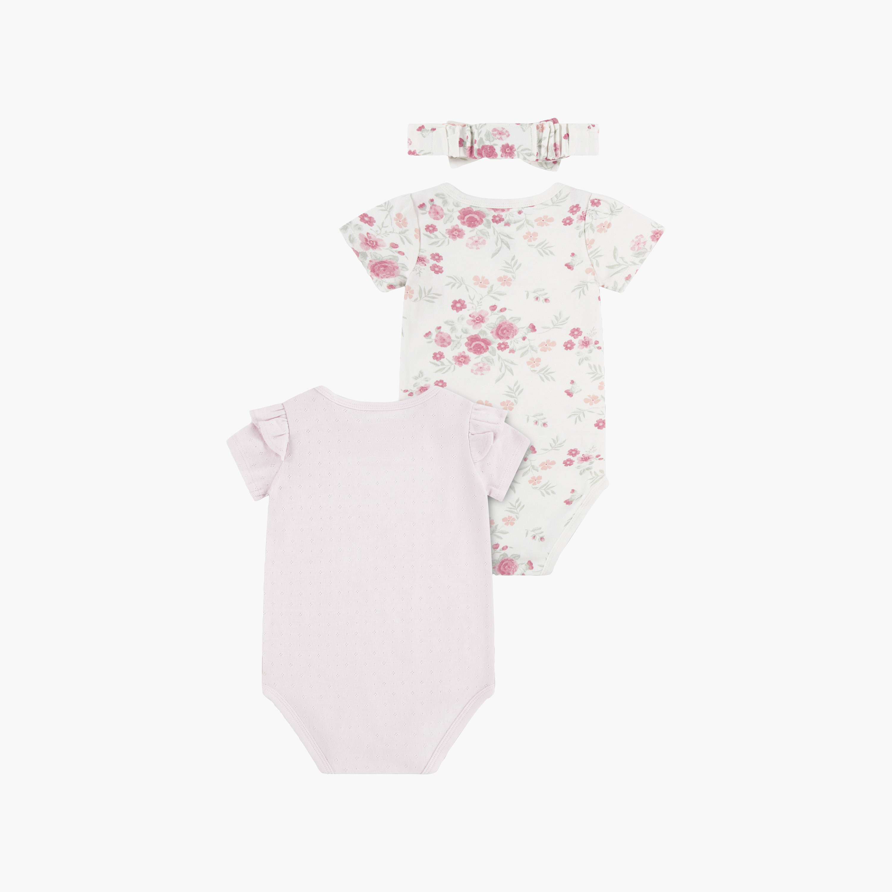 طقم بودي سوت مطرز بأكمام قصيرة مع عصابة رأس (قطعتان) من هاجيز-baby-girls-clothing-bodysuits-image-2