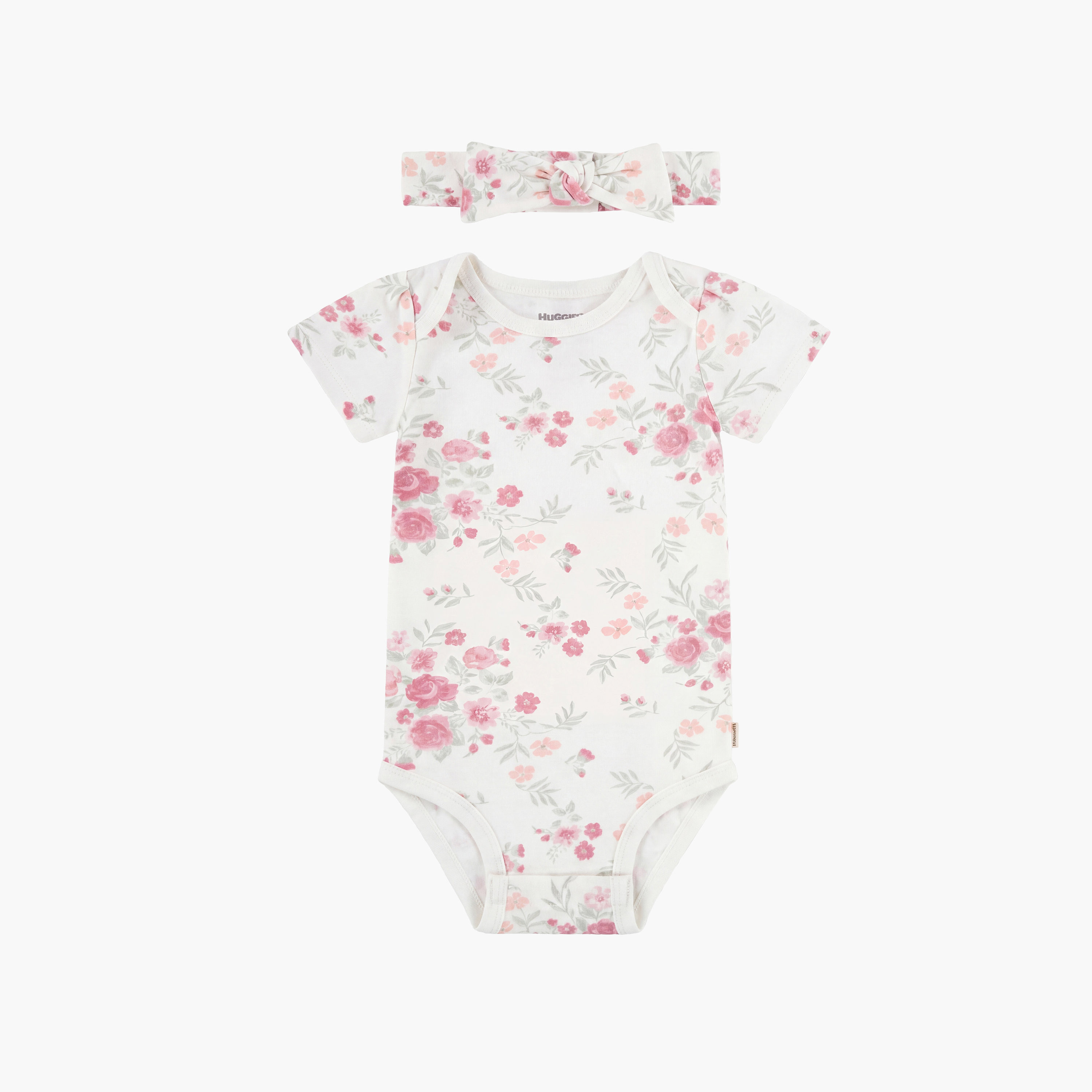 Huggies 2-Piece Short Sleeves Embroidered Bodysuits with Headband-baby-girls-clothing-bodysuits-image-3