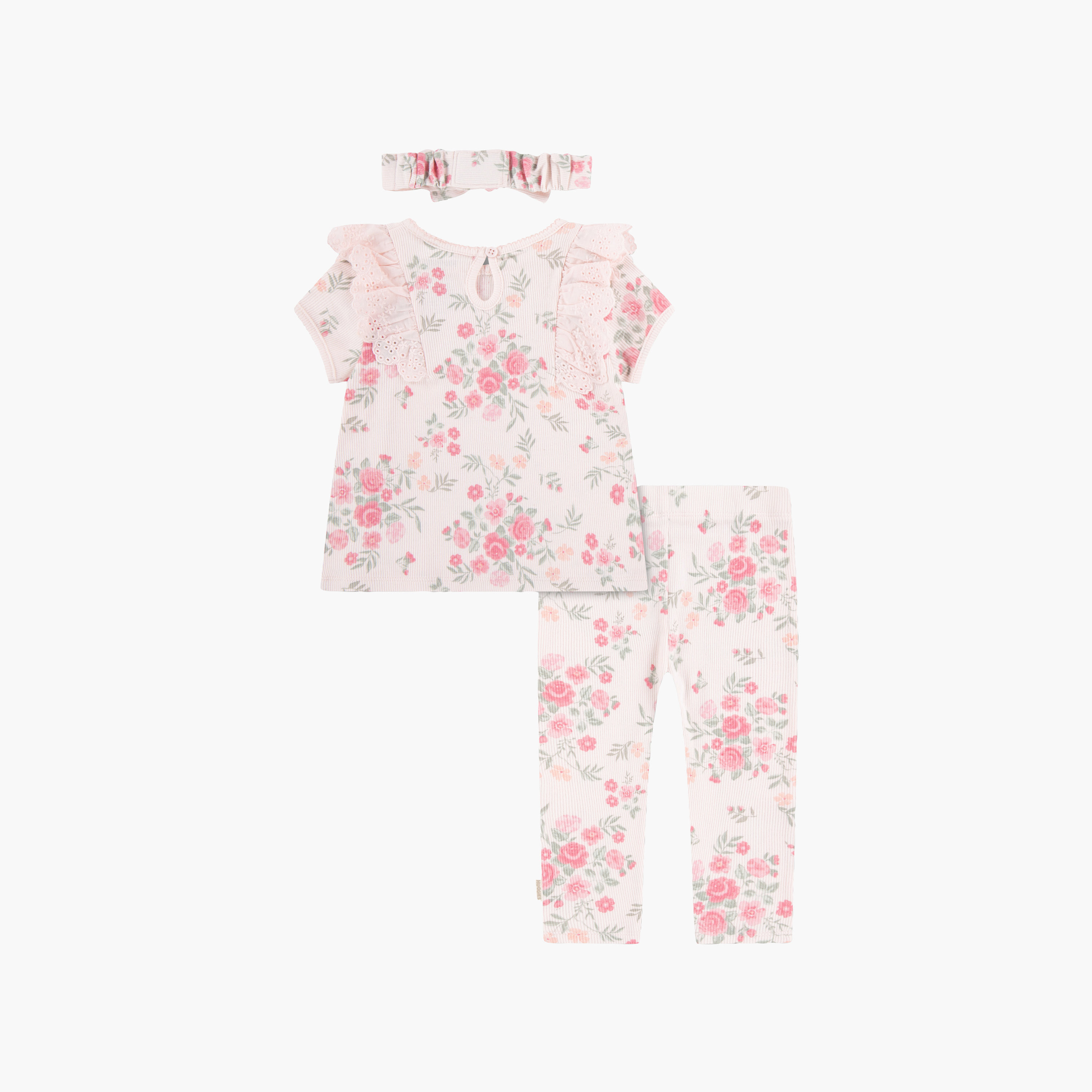Huggies Short Sleeves Floral Top & Leggings Set with Headband-girls-clothing-setsandcoords-image-2