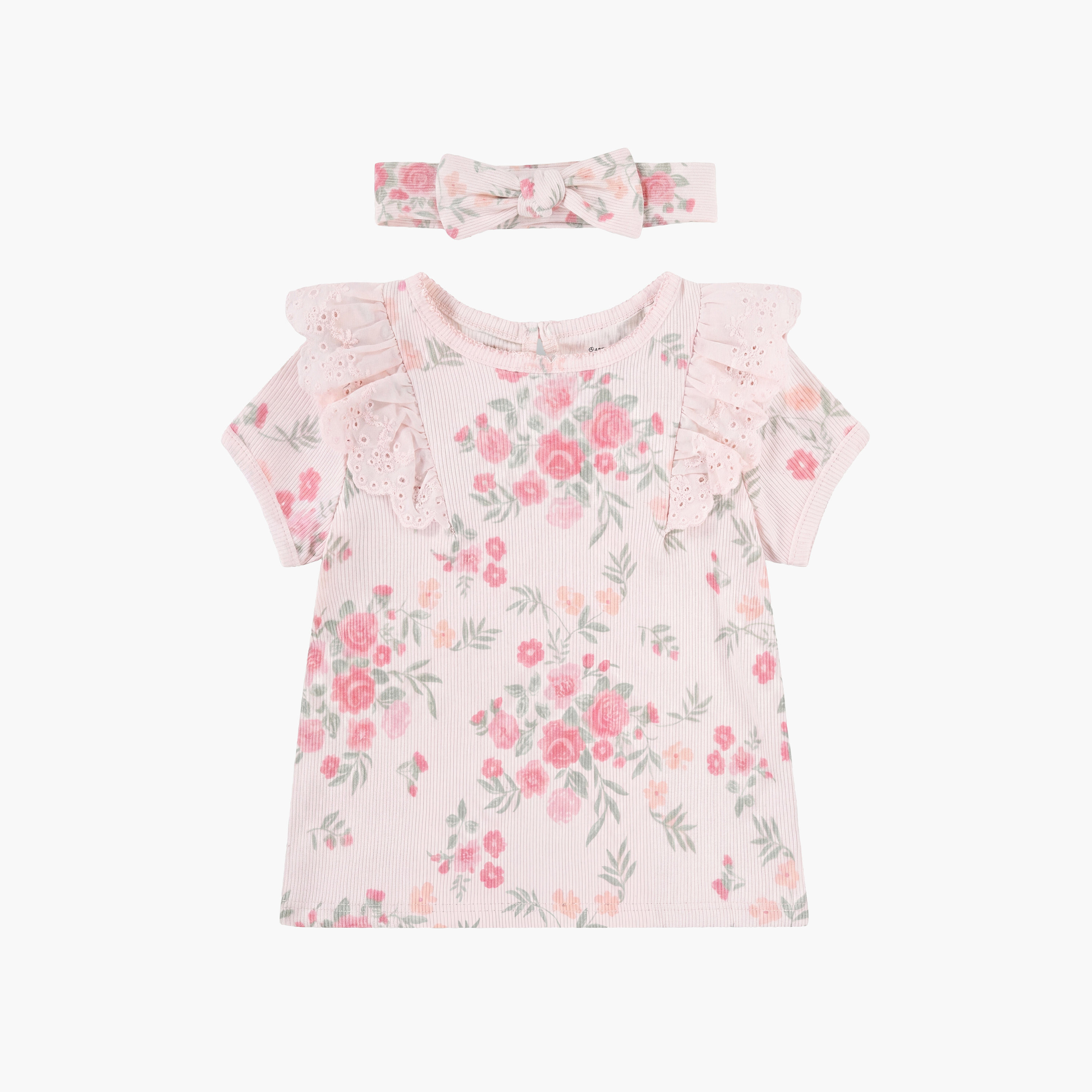 Huggies Short Sleeves Floral Top & Leggings Set with Headband-girls-clothing-setsandcoords-image-3