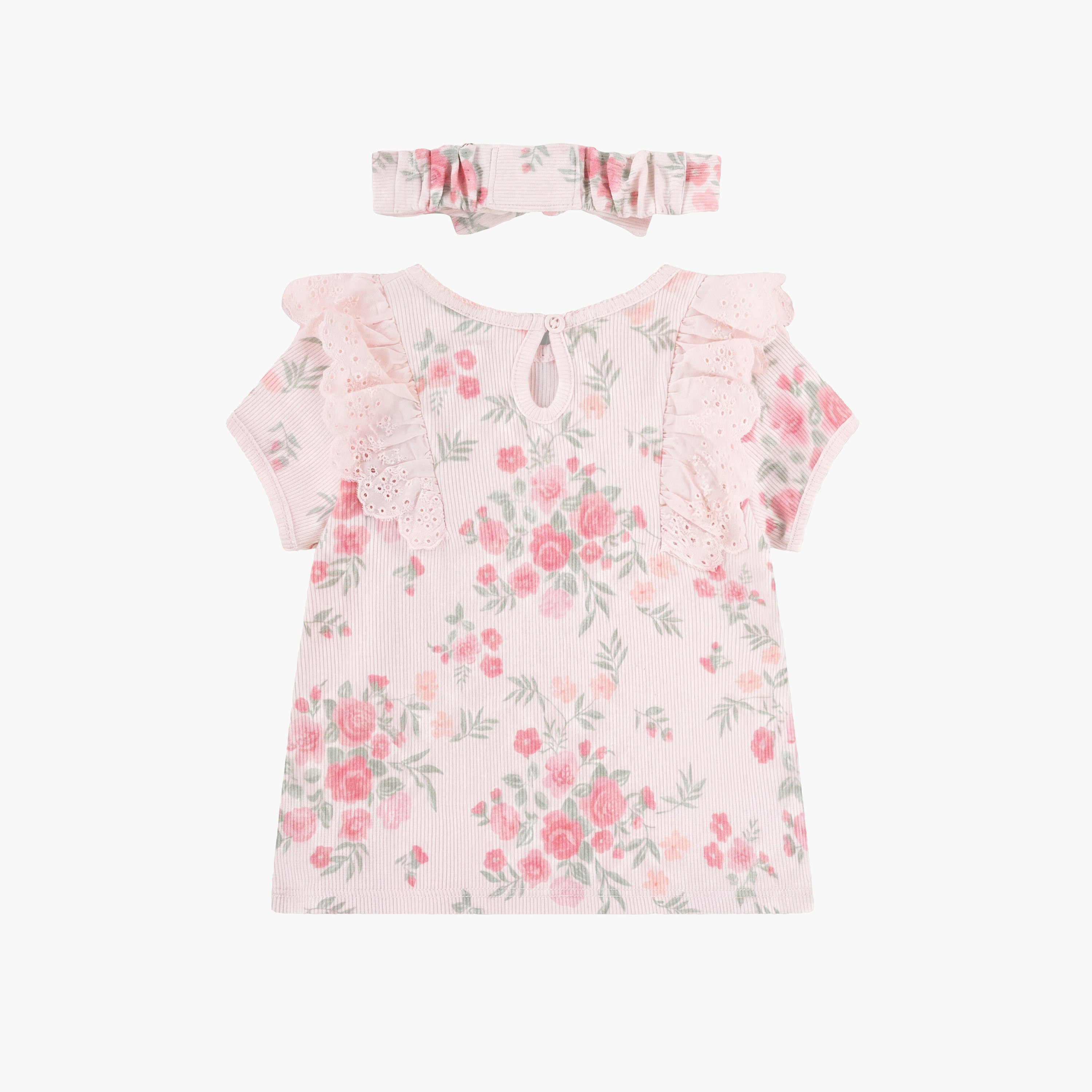 Huggies Short Sleeves Floral Top & Leggings Set with Headband-girls-clothing-setsandcoords-image-4
