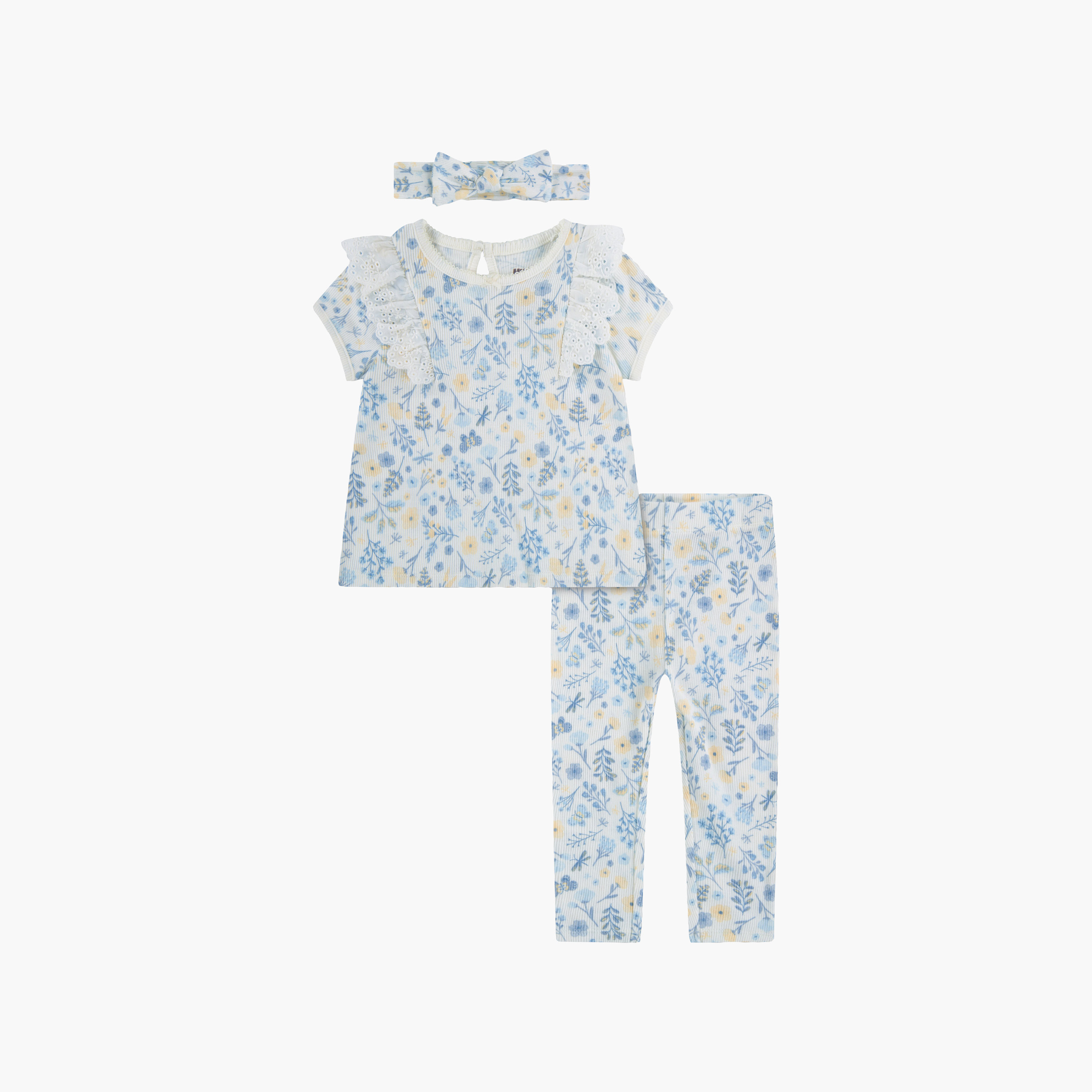 Huggies Short Sleeves Floral Top & Leggings Set with Headband-girls-clothing-setsandcoords-image-1