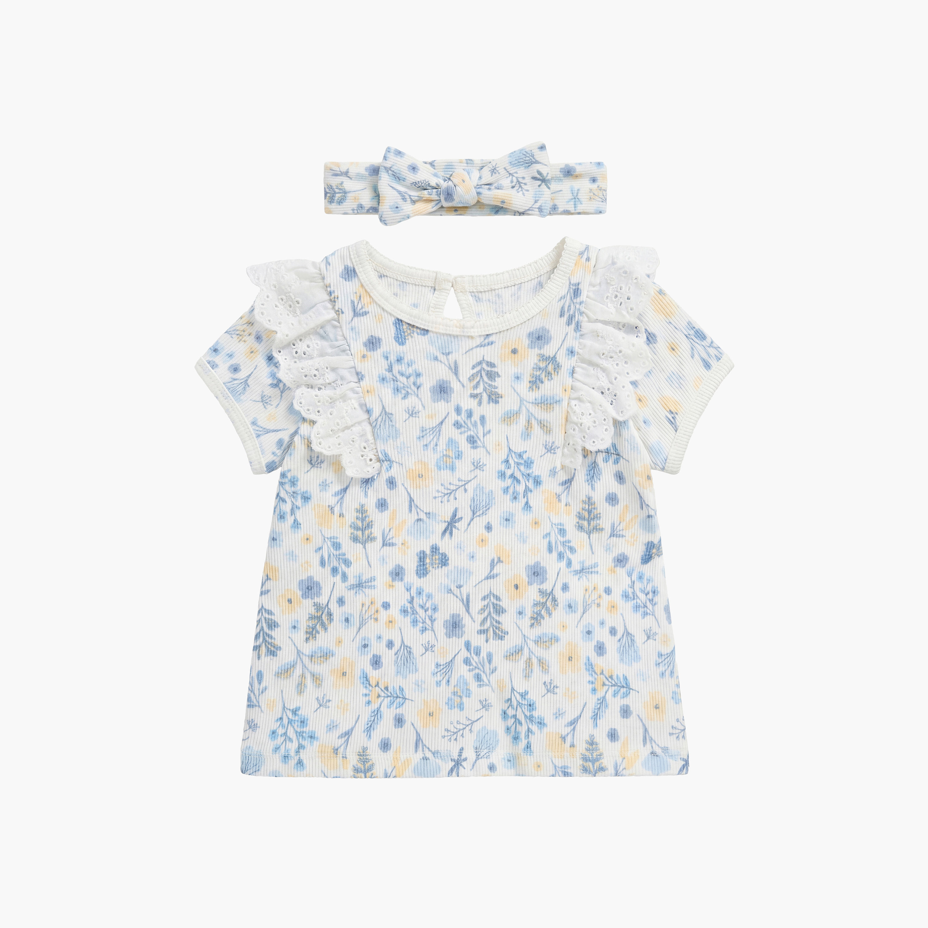 طقم توب بنقشة زهور وليجنز مع عصابة رأس بأكمام قصيرة من هجيز-girls-clothing-setsandcoords-image-3