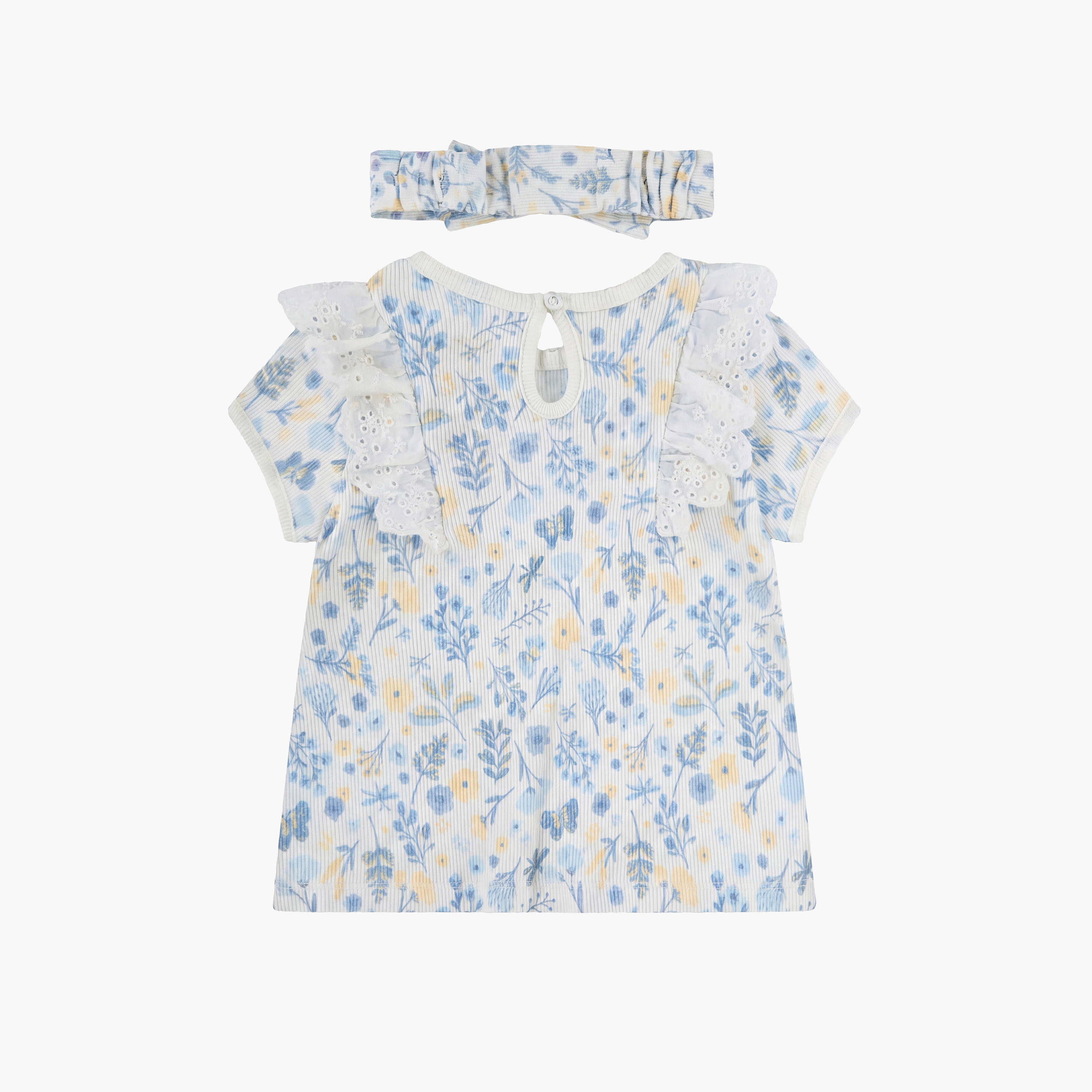 طقم توب بنقشة زهور وليجنز مع عصابة رأس بأكمام قصيرة من هجيز-girls-clothing-setsandcoords-image-4