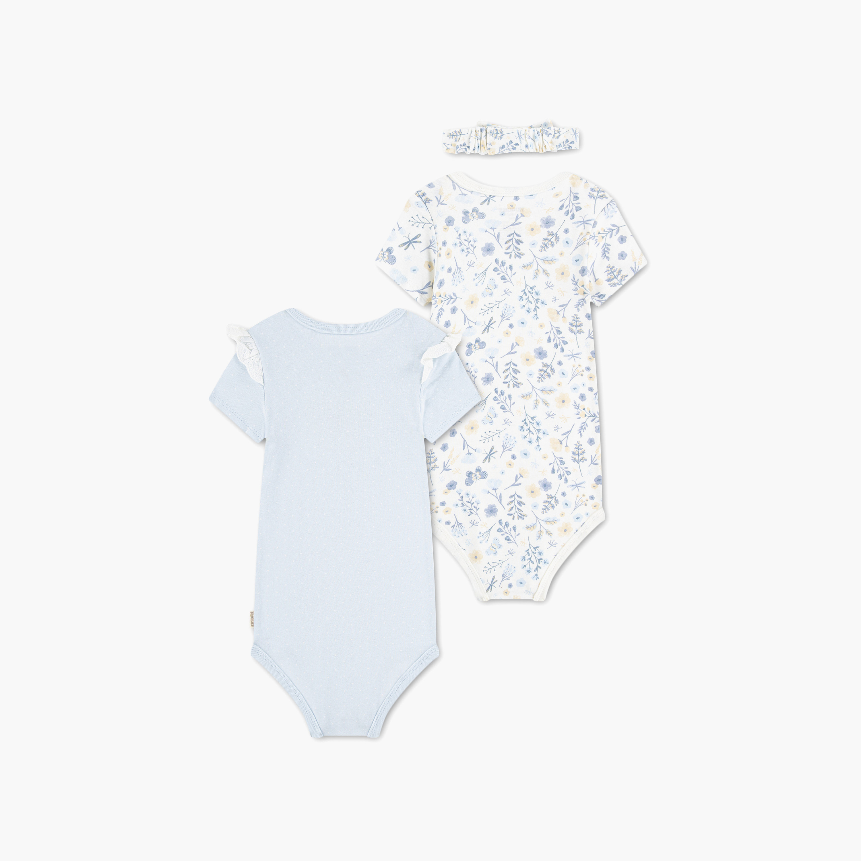 Huggies 2-Piece Short Sleeves Embroidered Bodysuits with Headband-baby-girls-clothing-bodysuits-image-2