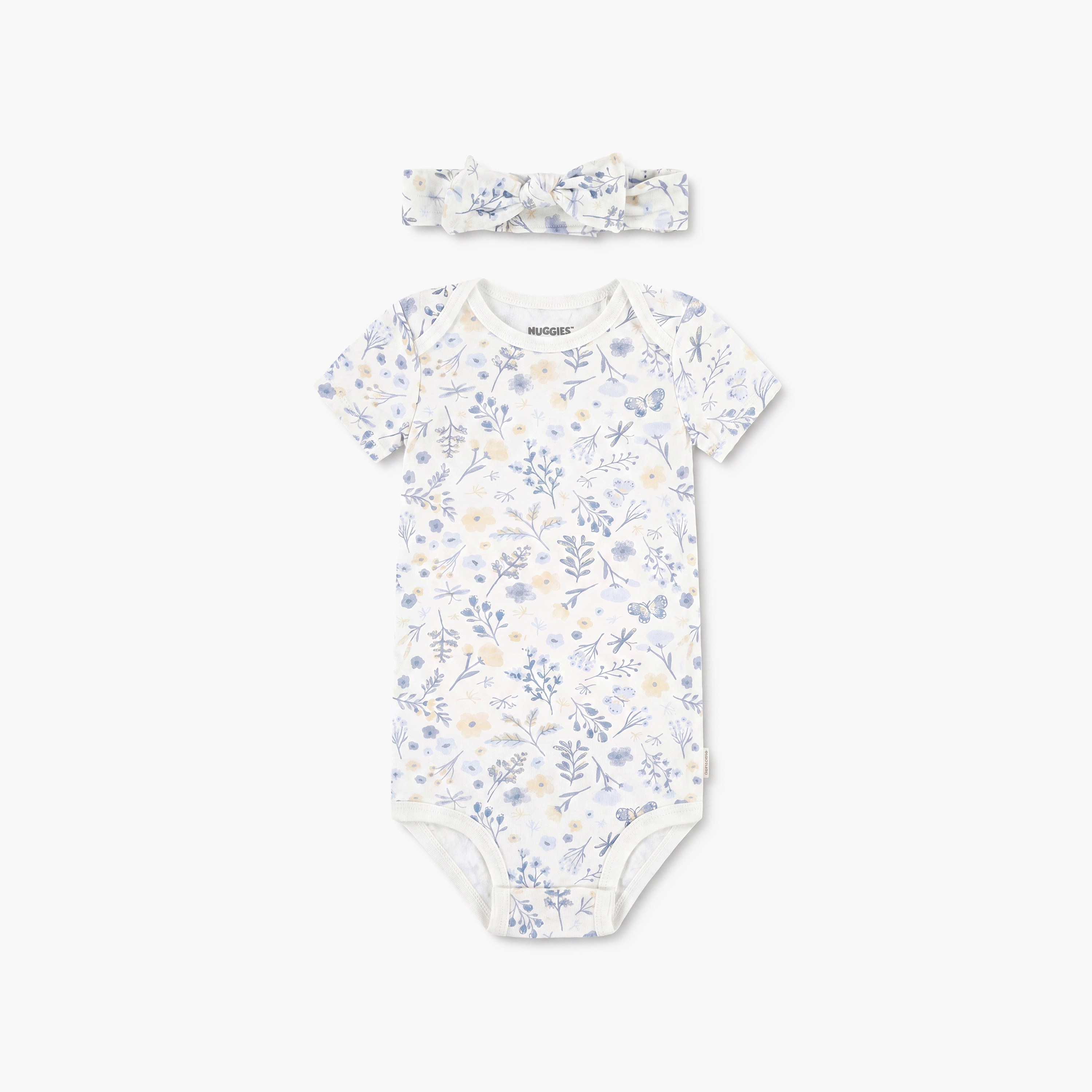 Huggies 2-Piece Short Sleeves Embroidered Bodysuits with Headband-baby-girls-clothing-bodysuits-image-3
