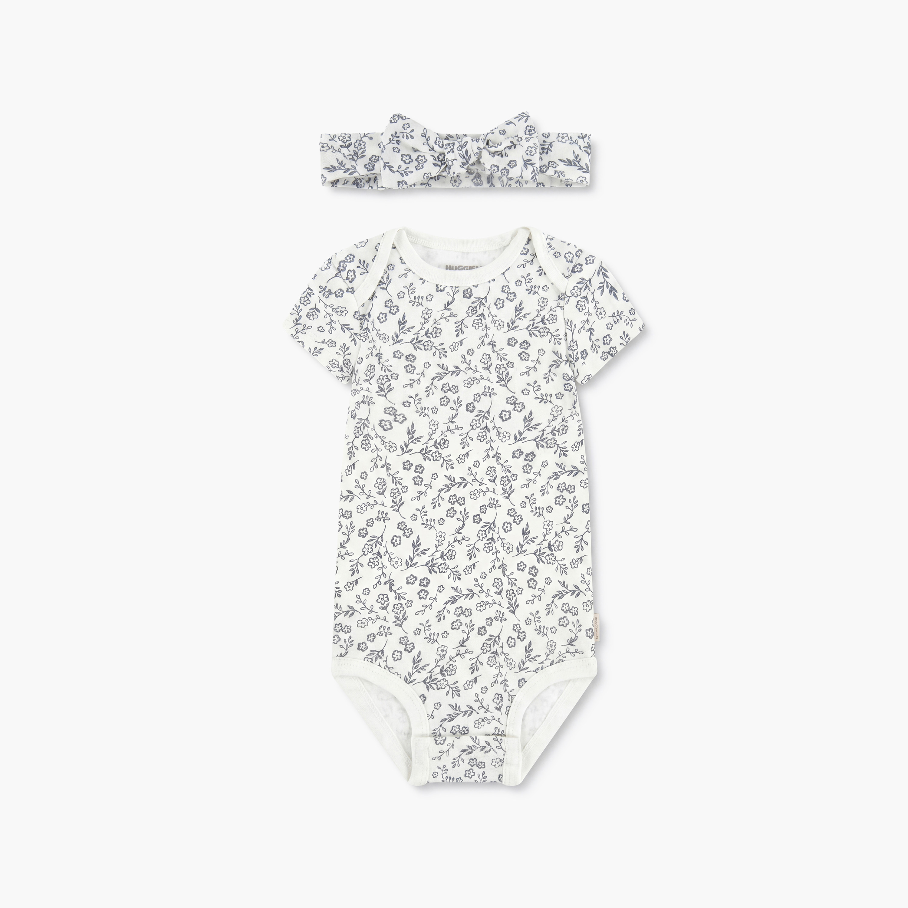 Huggies 2-Piece Short Sleeves Embroidered Bodysuits with Headband-baby-girls-clothing-bodysuits-image-3