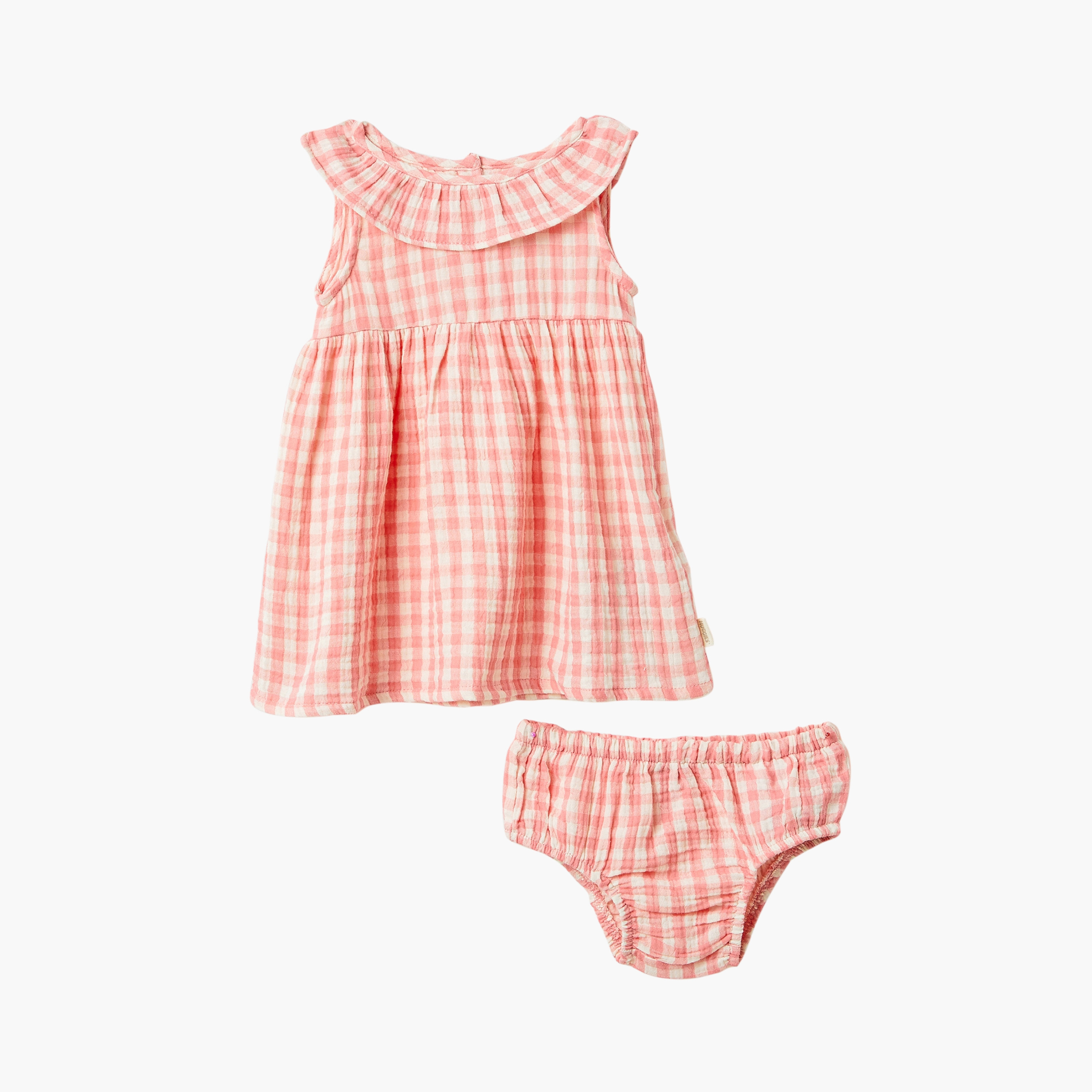 Huggies Sleeveless Checked Dress with Bloomer-girls-clothing-dressesandjumpsuits-image-1