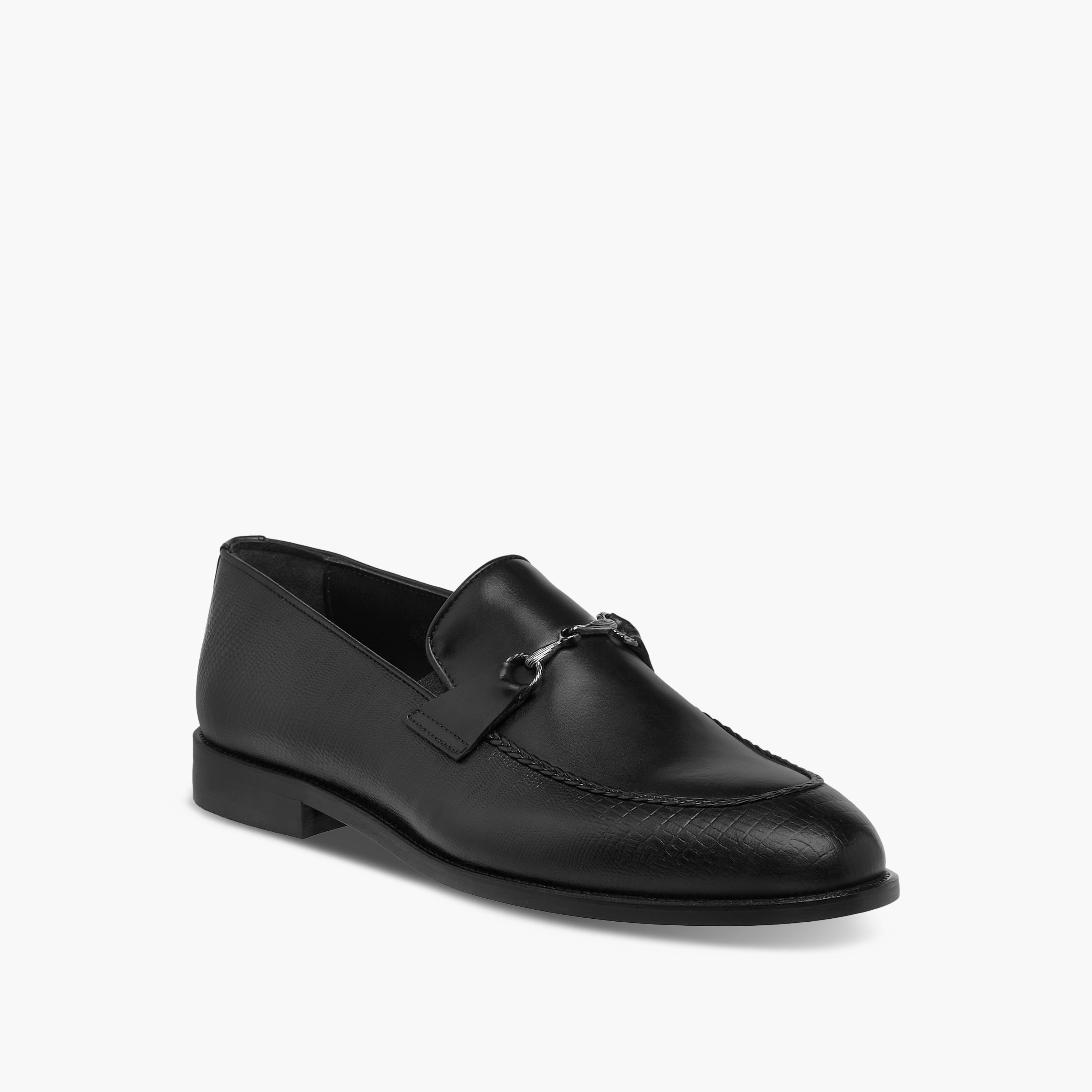 Duchini Men Buckle Accent Slip-On Leather Loafers-men-shoes-loafersandmoccasins-image-2