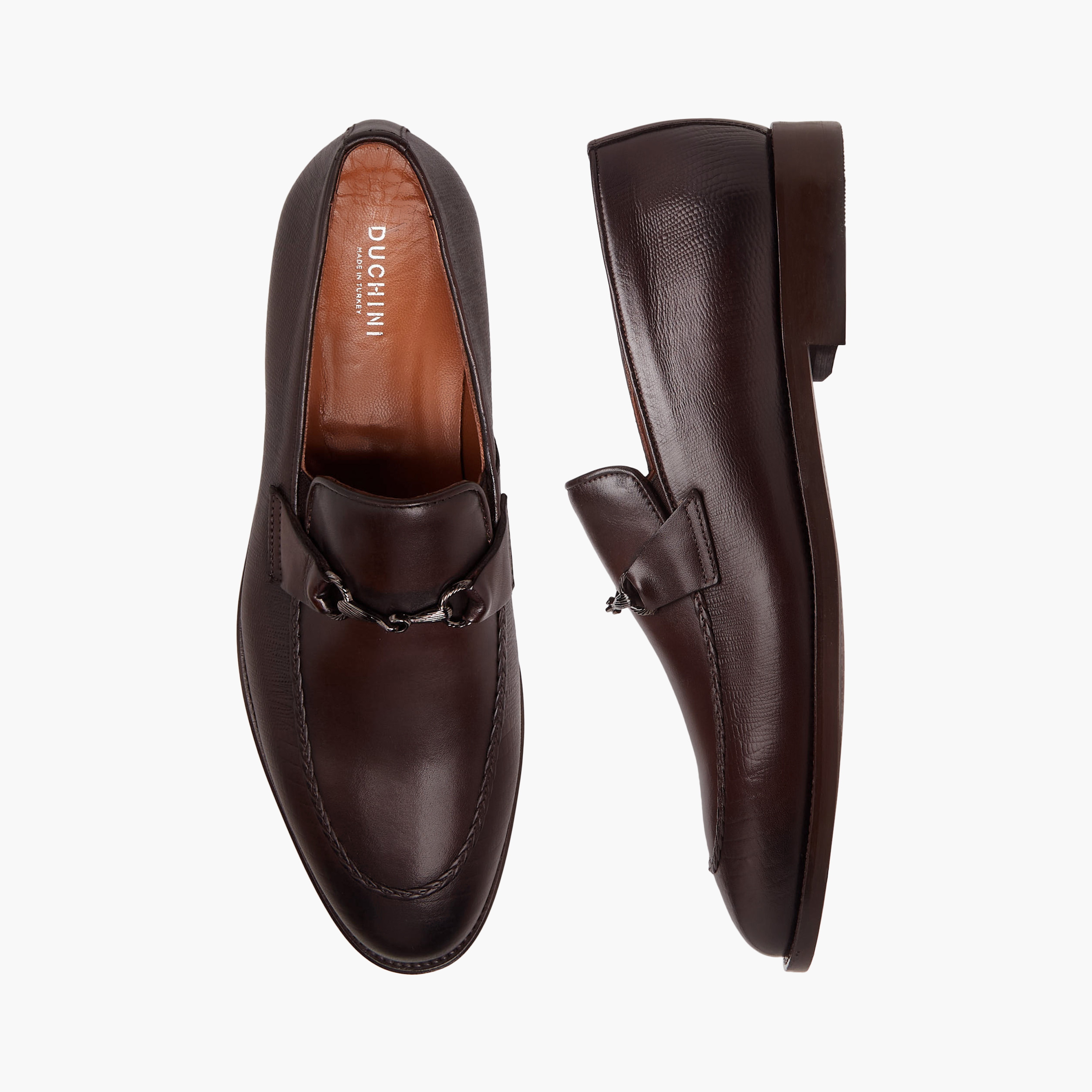 Duchini Men Buckle Accent Slip-On Leather Loafers-men-shoes-loafersandmoccasins-image-1
