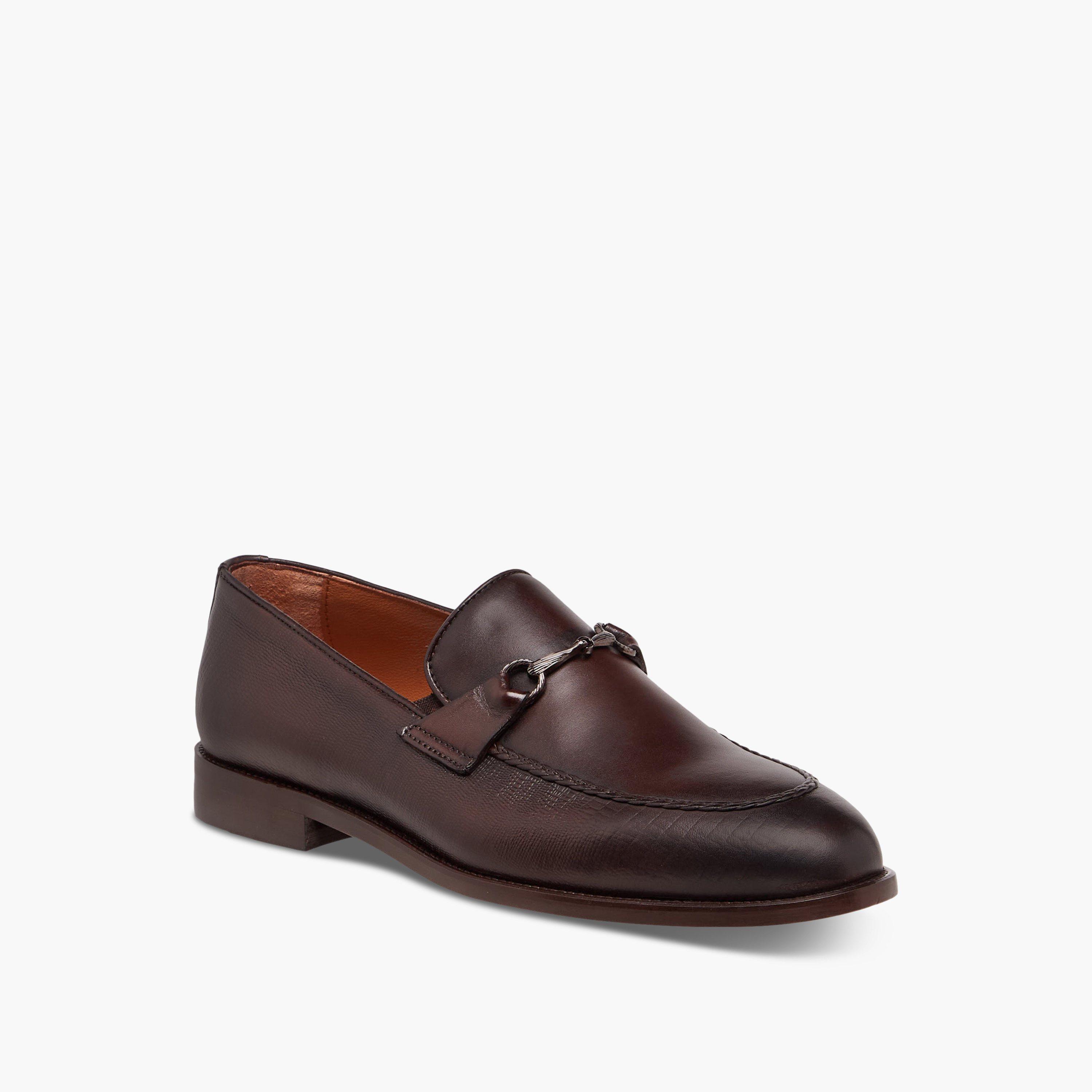 Duchini Men Buckle Accent Slip-On Leather Loafers-men-shoes-loafersandmoccasins-image-2