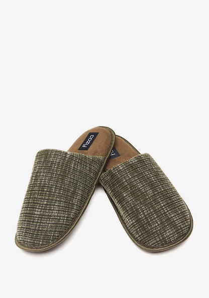 Cozy Textured Slip-On Bedroom Slide Slippers-Men%27s Bedrooms Slippers-image-1