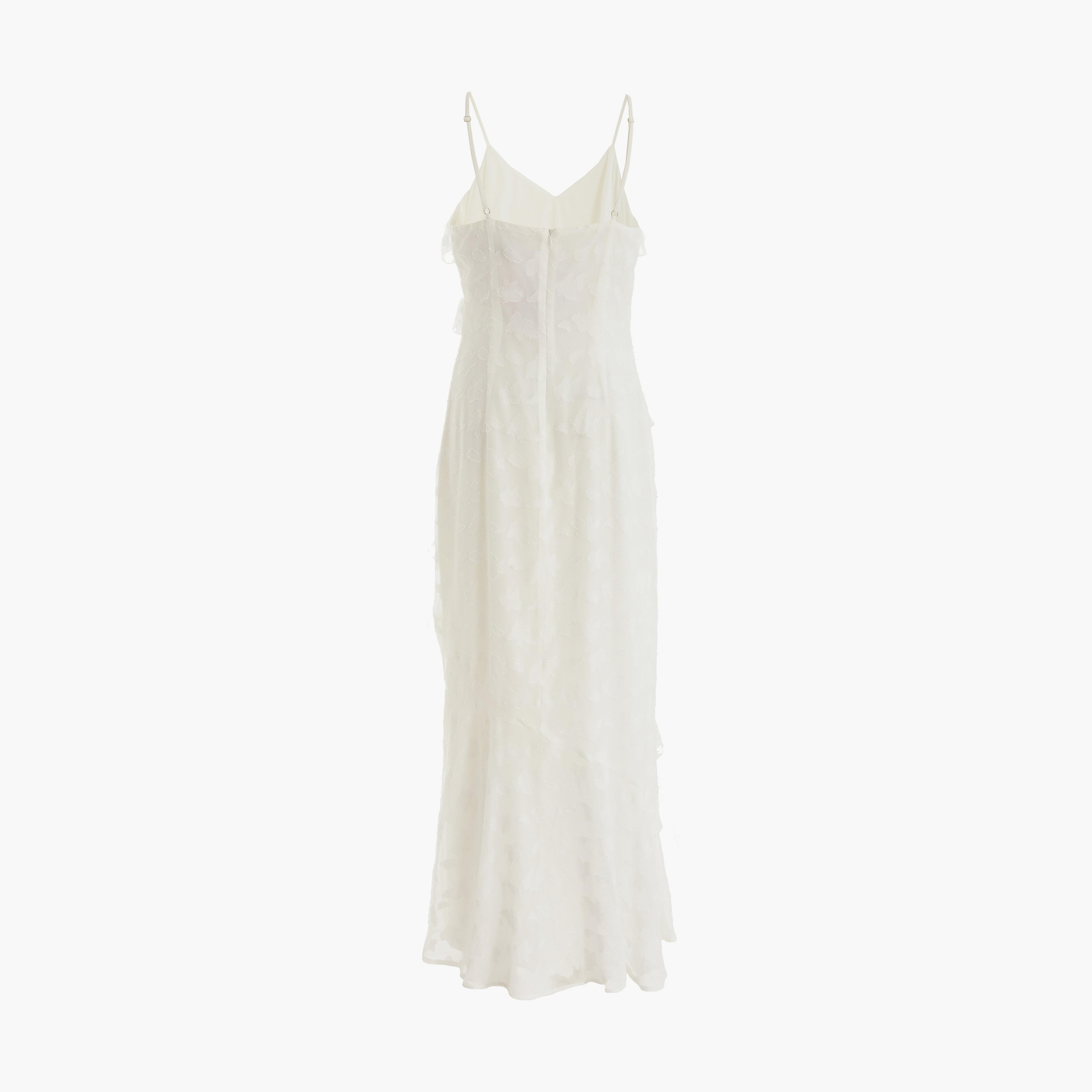 فستان ميداكسي بكشكشة ورقبة على شكل حرف V من الشيفون الأبيض من كويز-women-clothing-dresses-image-6