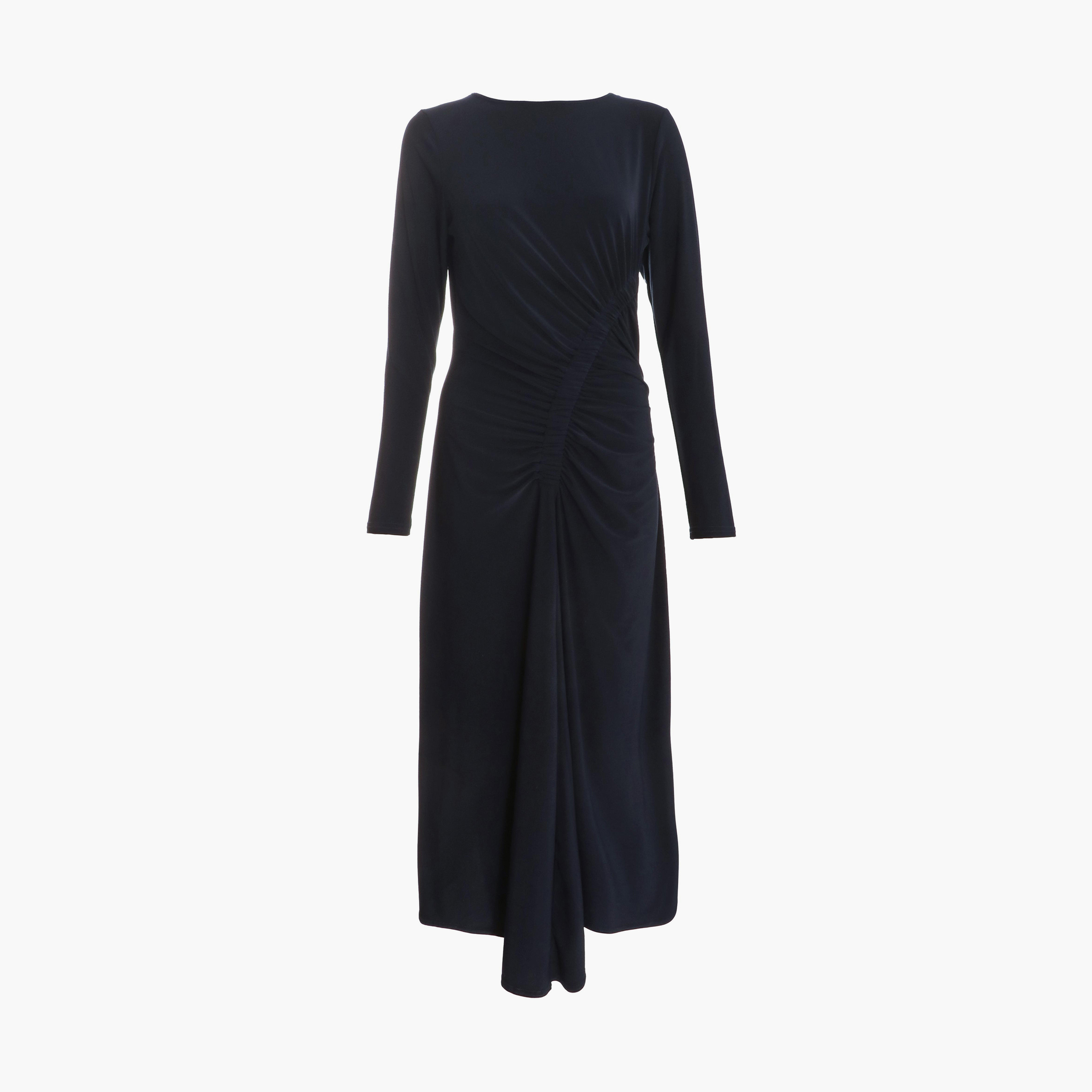 Quiz Navy ITY Ruched Hanky Hem Midaxi Dress-women-clothing-dresses-image-5