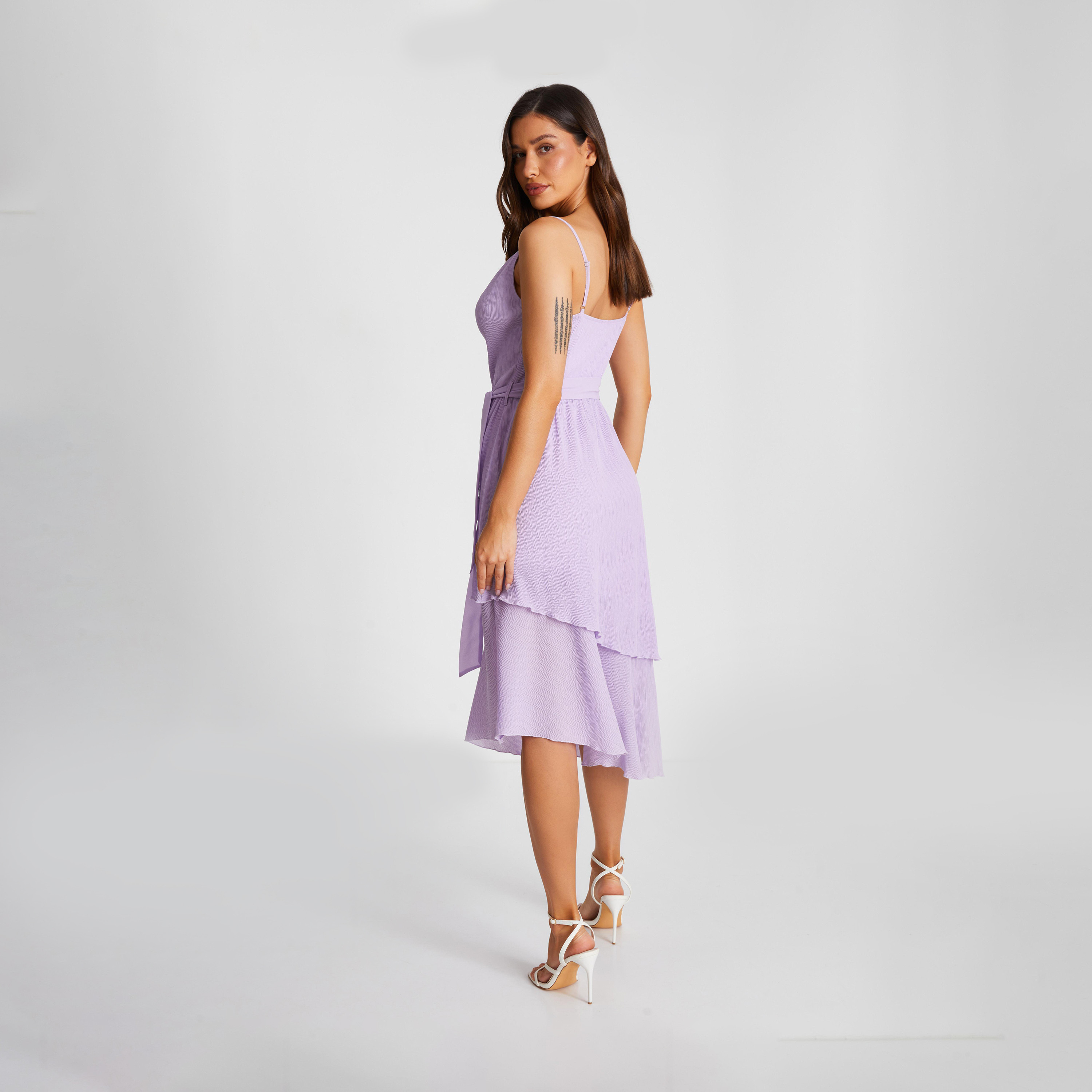 Quiz Lilac Crinkle Woven Cowl Neck Strappy Tiered Midi Dress-women-clothing-dresses-image-2