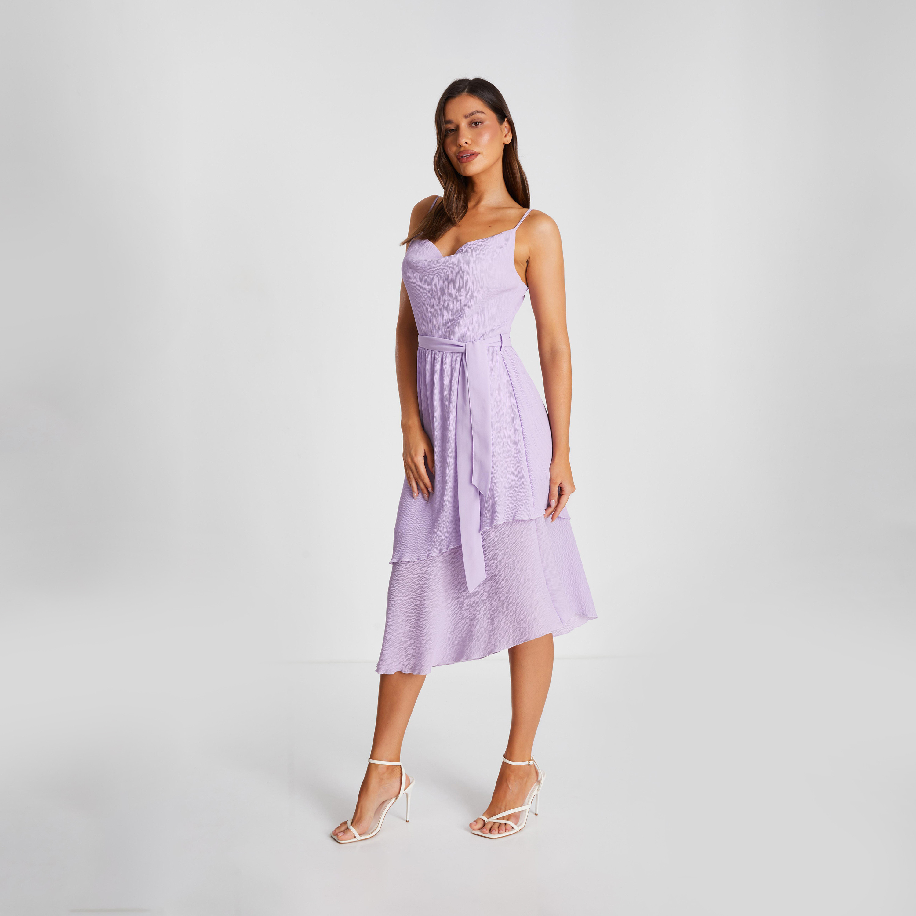 Quiz Lilac Crinkle Woven Cowl Neck Strappy Tiered Midi Dress-women-clothing-dresses-image-3