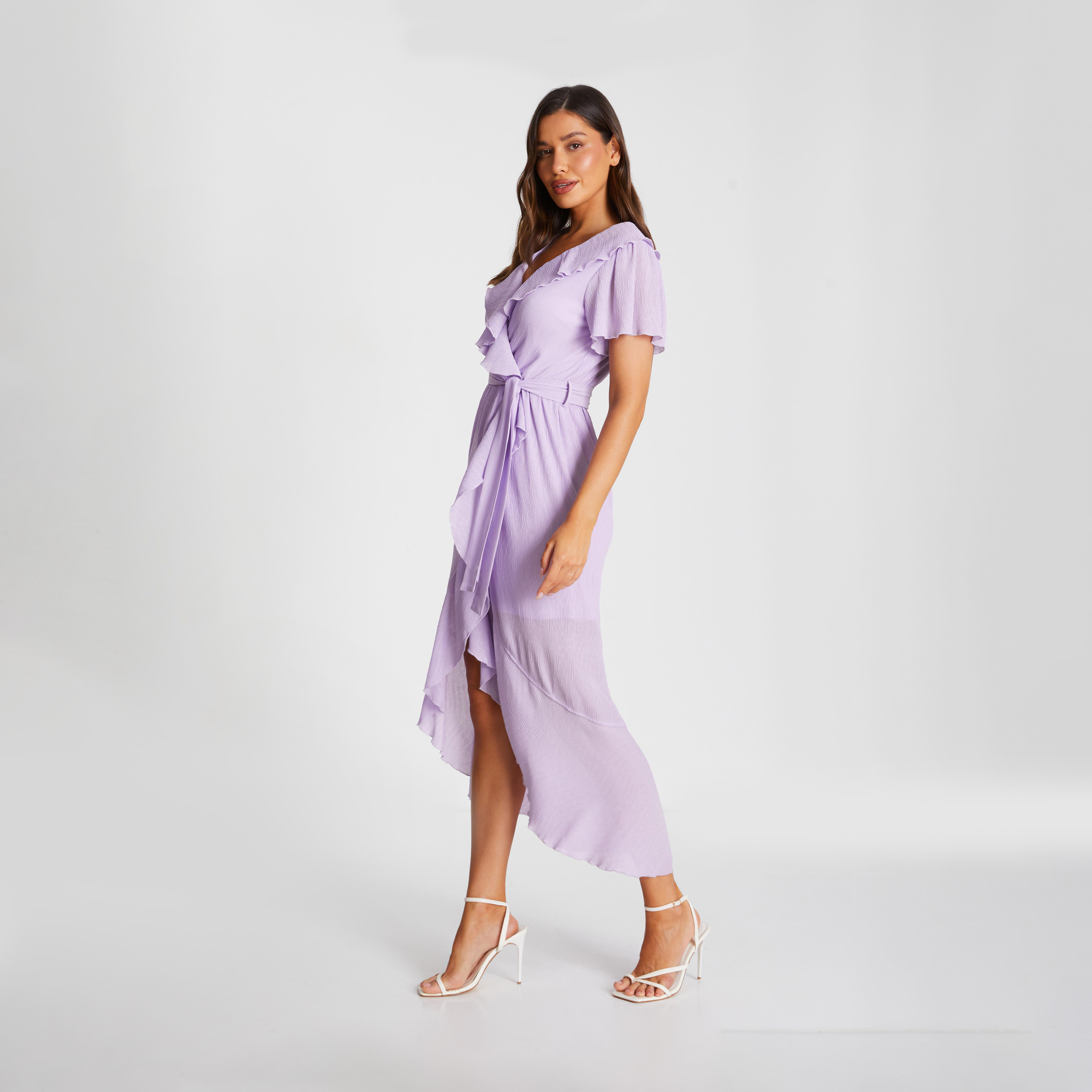 فستان ميداكسي بياقة V منسوجة بلون بنفسجي بلون بنفسجي باللون القصير-women-clothing-dresses-image-3