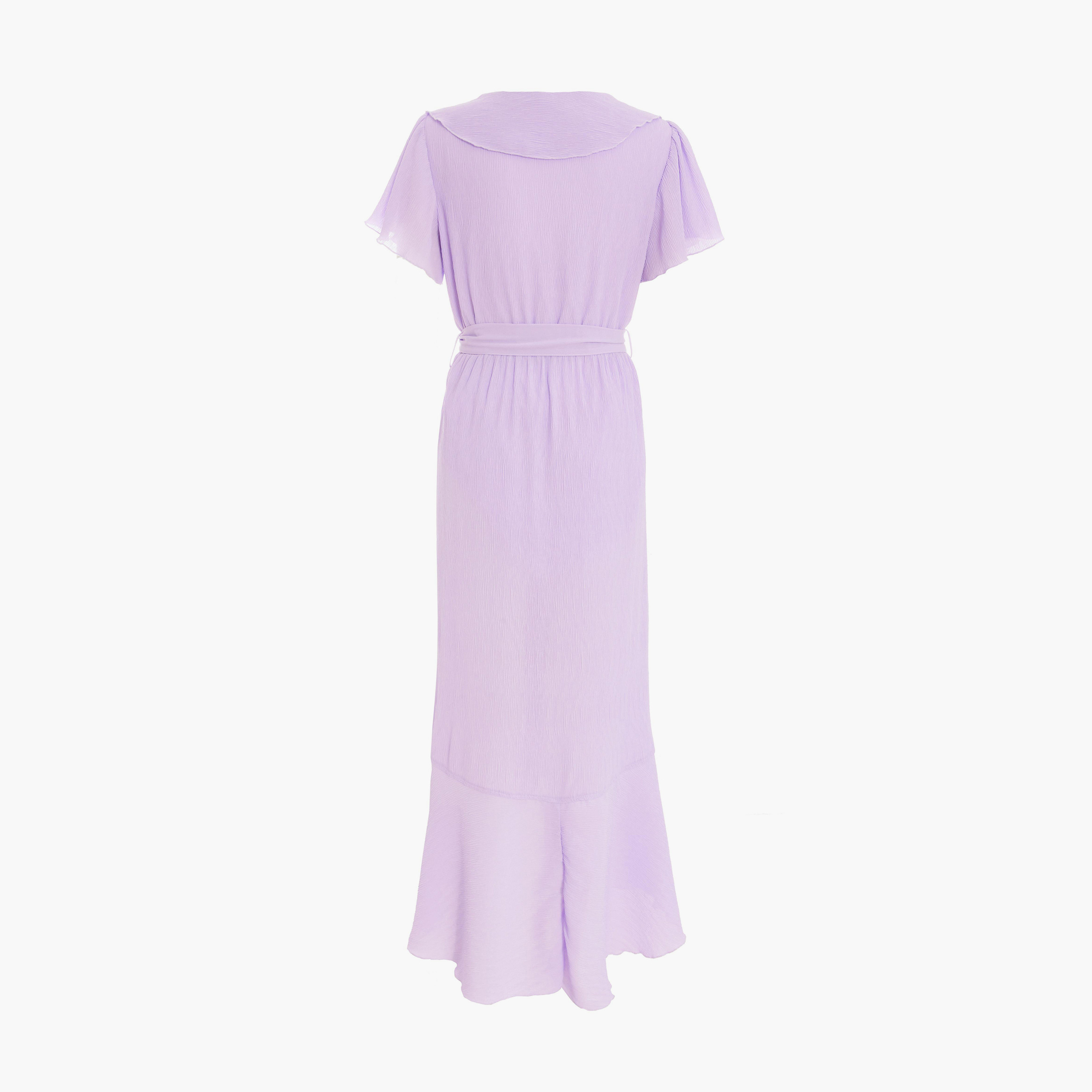 Quiz Lilac Crinkle Woven V-Neck Frill Midaxi Dress-women-clothing-dresses-image-5