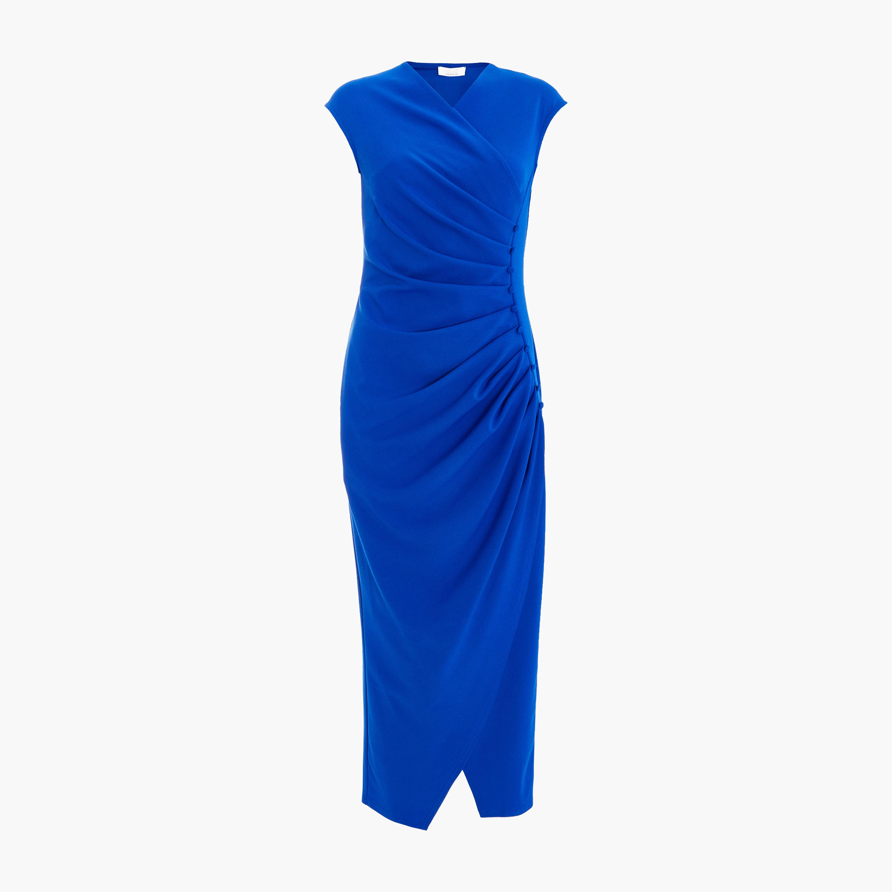 فستان نسائي ميدي ذو كريب سكوبا باللون الأزرق الملكي من كويز مع أزرار ملفوفة-women-clothing-dresses-image-5