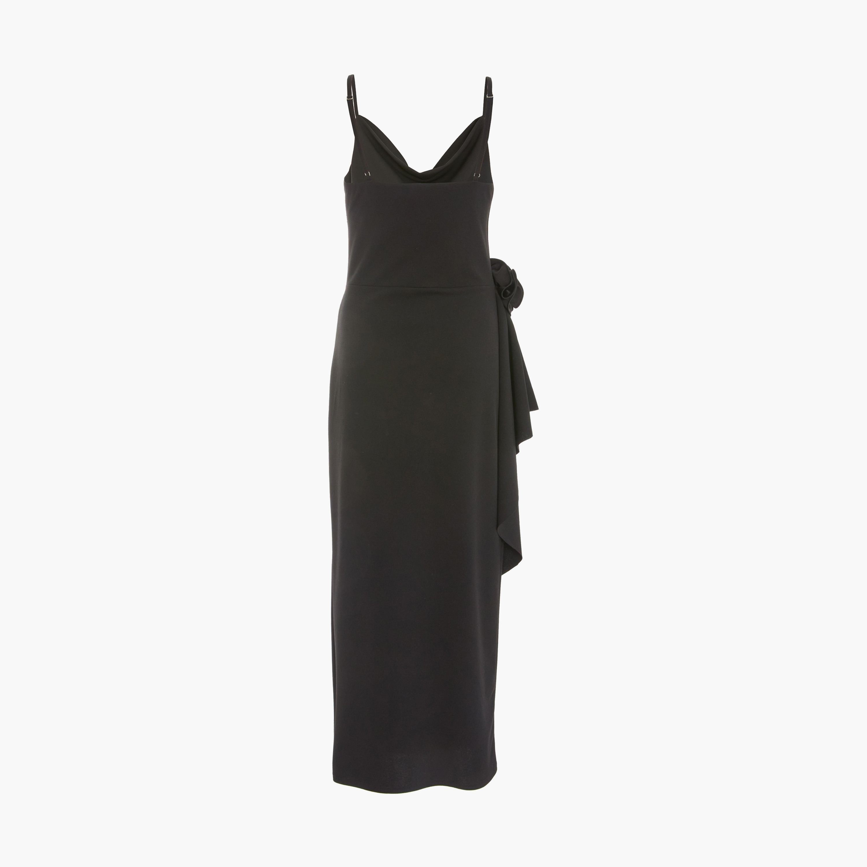 Quiz Black Scuba Crepe Corsage Detail Cowl Neck Evening Midaxi Dress-women-clothing-dresses-image-6