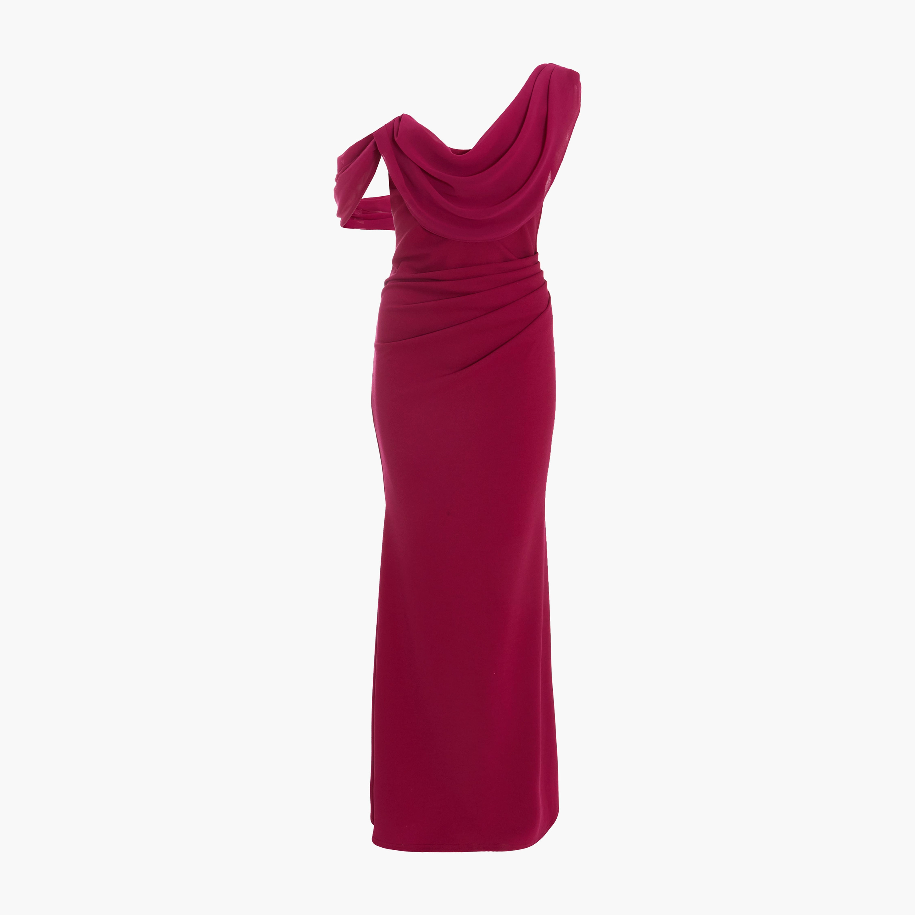 فستان ماكسي أحمر مسائي من كويز ذو شيفون كريب كاول للنساء-women-clothing-dresses-image-5