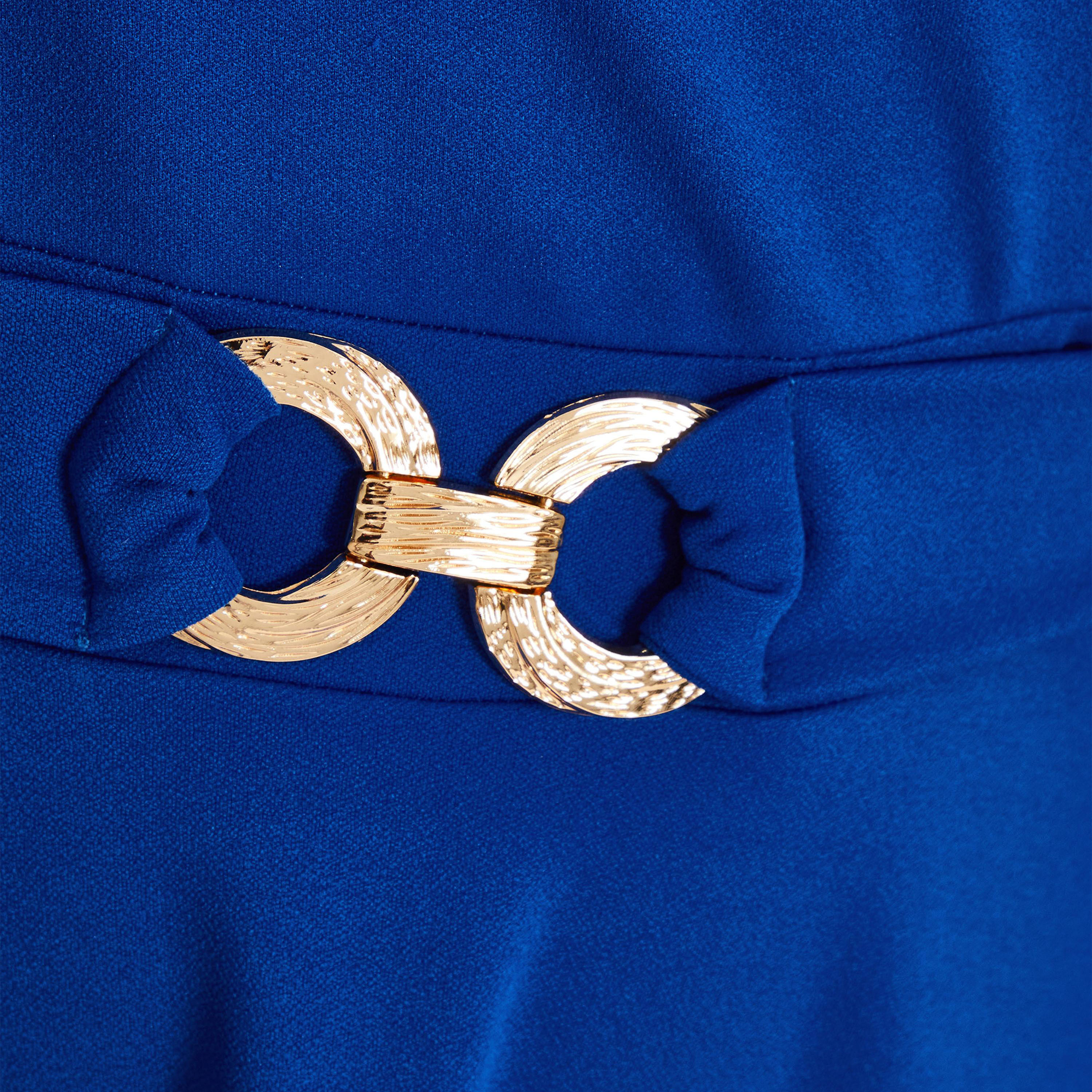 Quiz Curve Royal Blue Buckle Dip Hem Dress-women-clothing-dresses-image-4