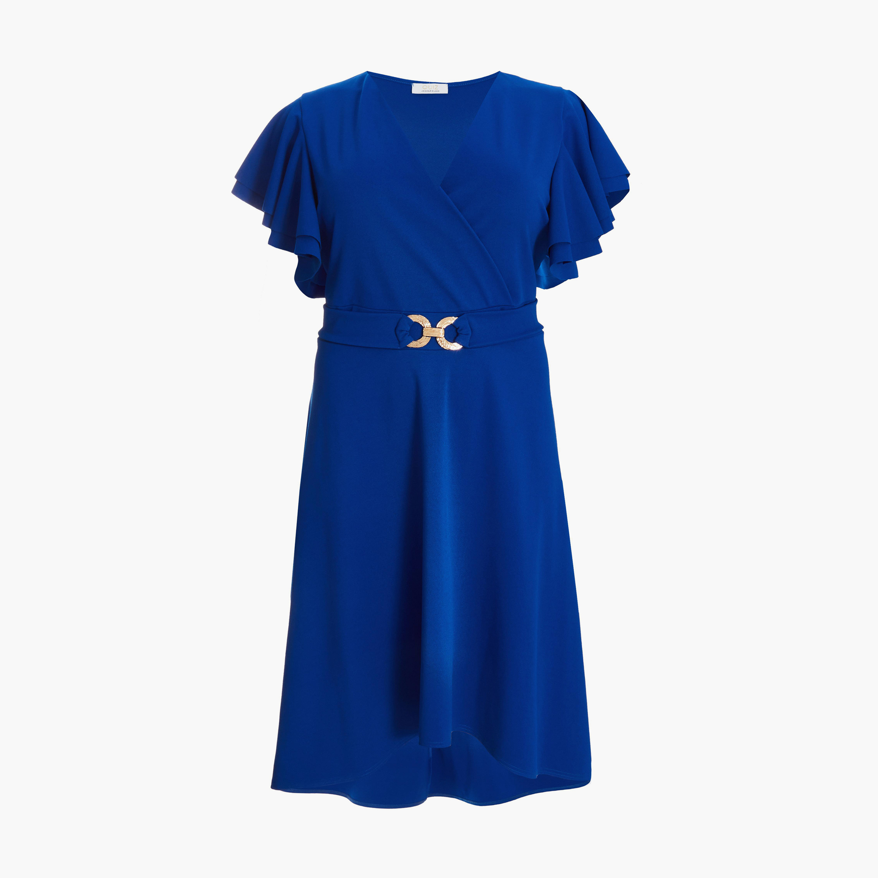Quiz Curve Royal Blue Buckle Dip Hem Dress-women-clothing-dresses-image-5