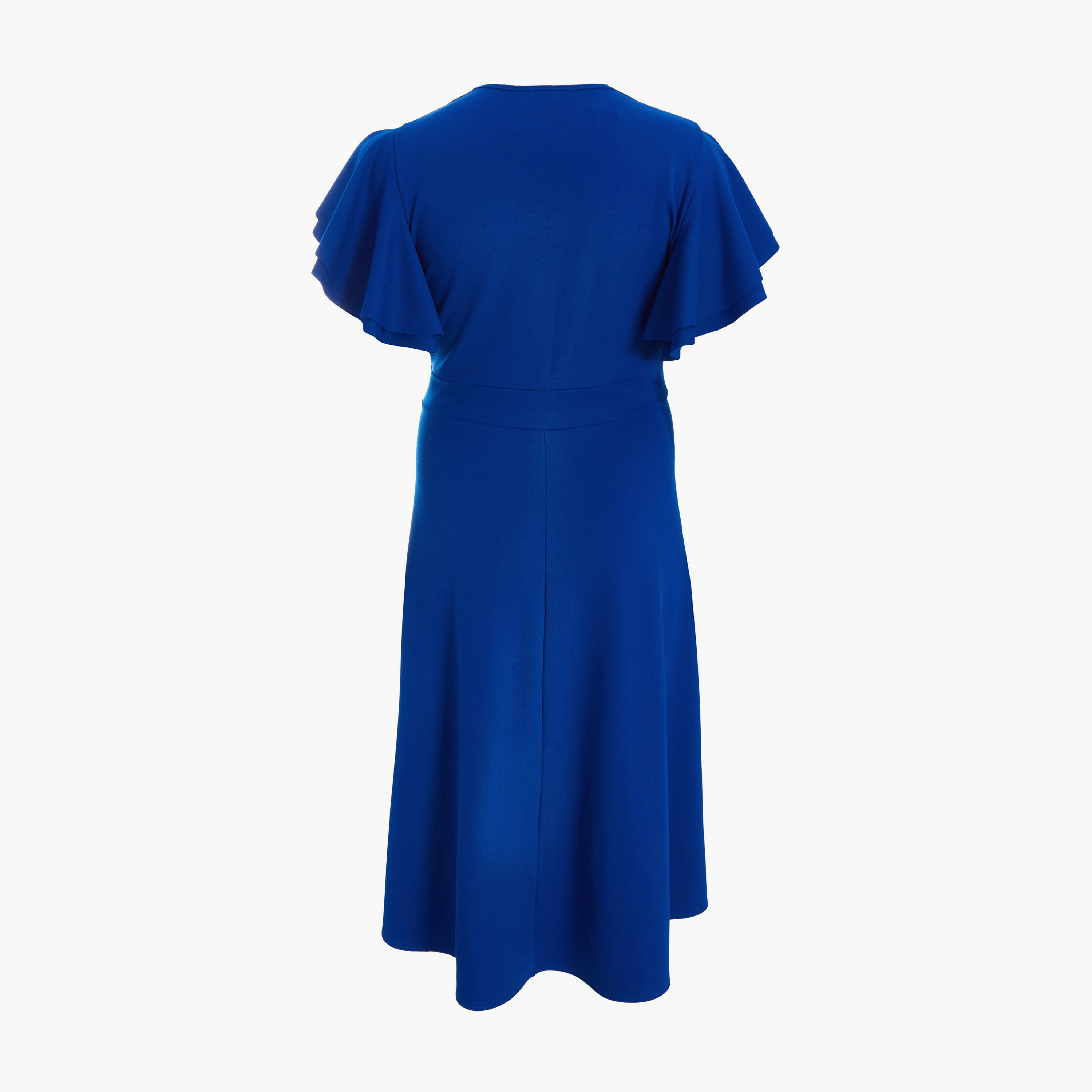 Quiz Curve Royal Blue Buckle Dip Hem Dress-women-clothing-dresses-image-6