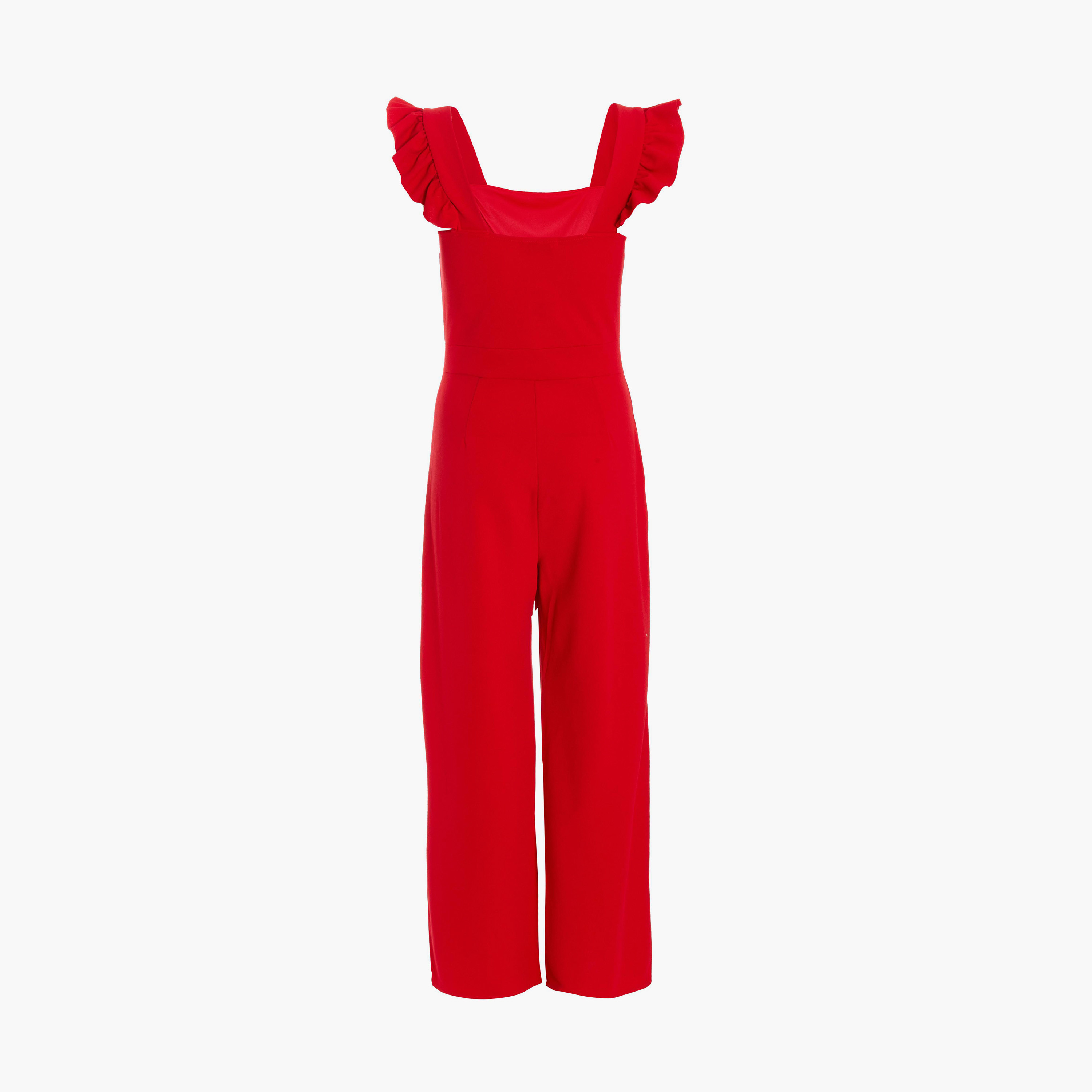 كويز- جمبسوت بالازو بحزام سلسلة بأكمام مكشكشة من الكريب الأحمر-women-clothing-jumpsuits-image-6