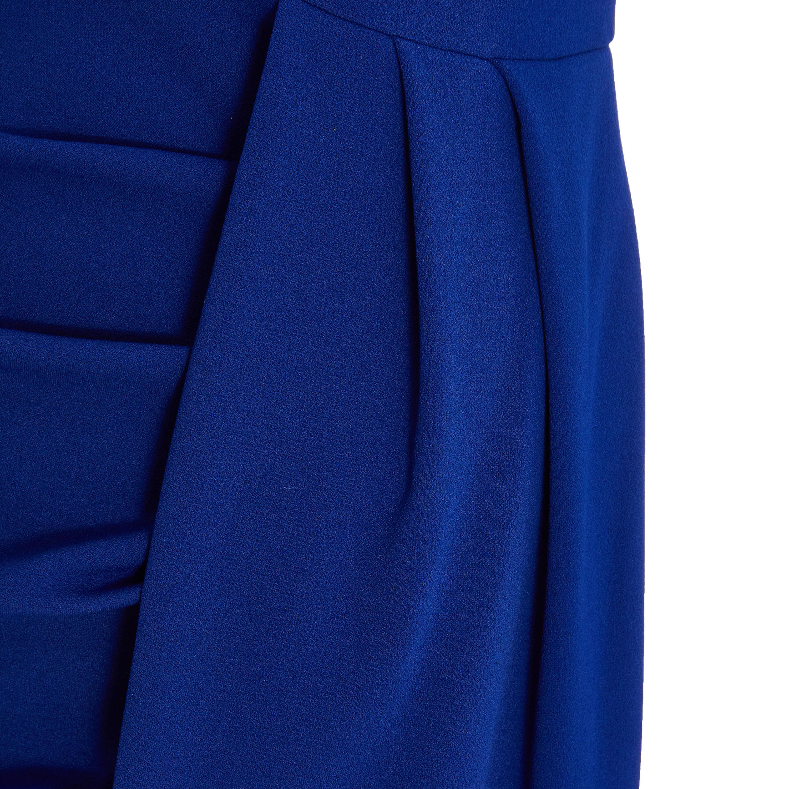 كويز-  فستان ملفوف متوسط ​​الطول من قماش الكريب سكوبا أزرق ملكي-women-clothing-dresses-image-4