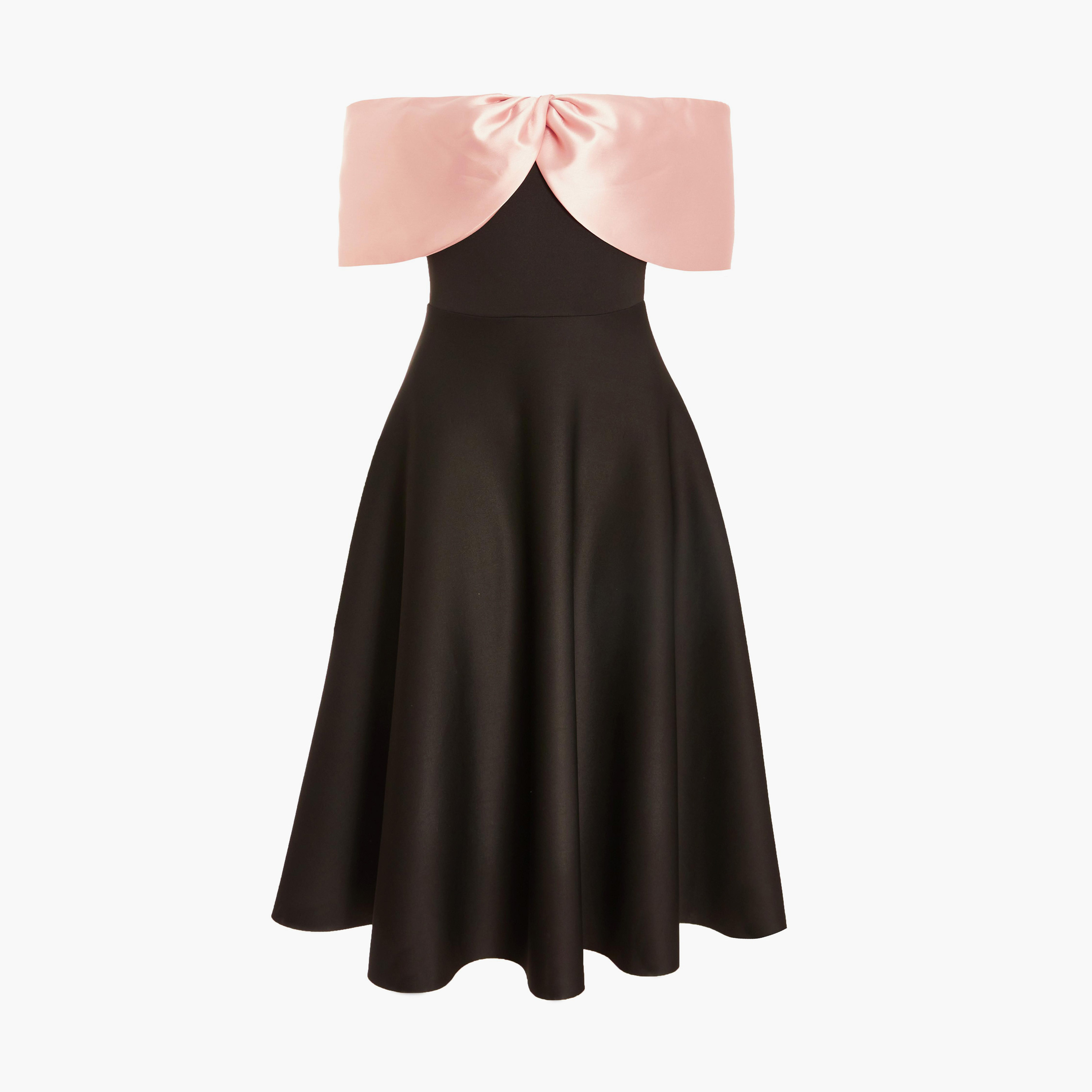 كويز-  فستان سهرة قصير من الساتان الأسود بقصة باردو-women-clothing-dresses-image-5