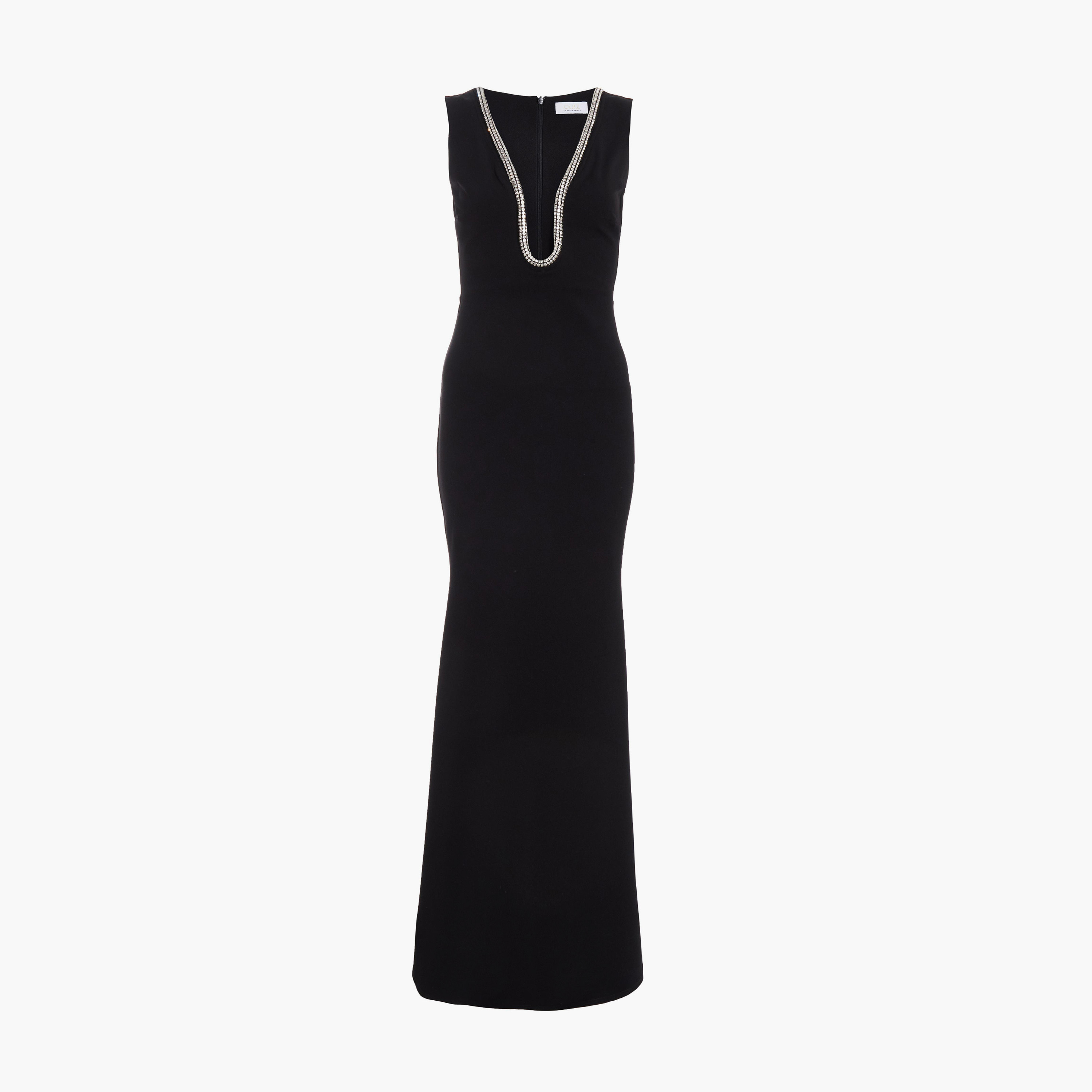 كويز-  فستان سهرة ماكسي أسود بحواف بزينة أحجار اصطناعية  وذيل السمكة-women-clothing-dresses-image-5