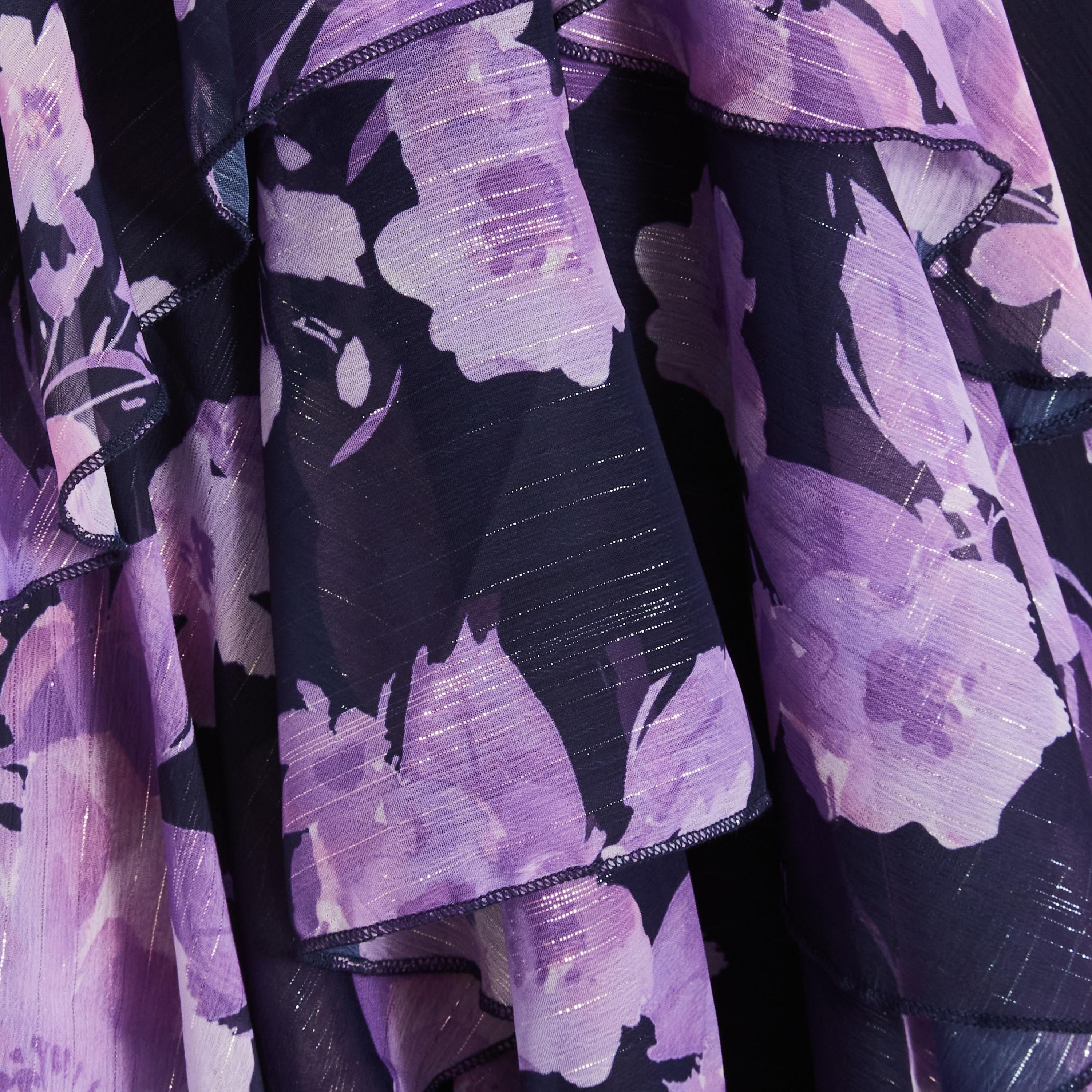 Quiz Navy Chiffon Wrap Floral Tiered Midi Dress-women-clothing-dresses-image-4