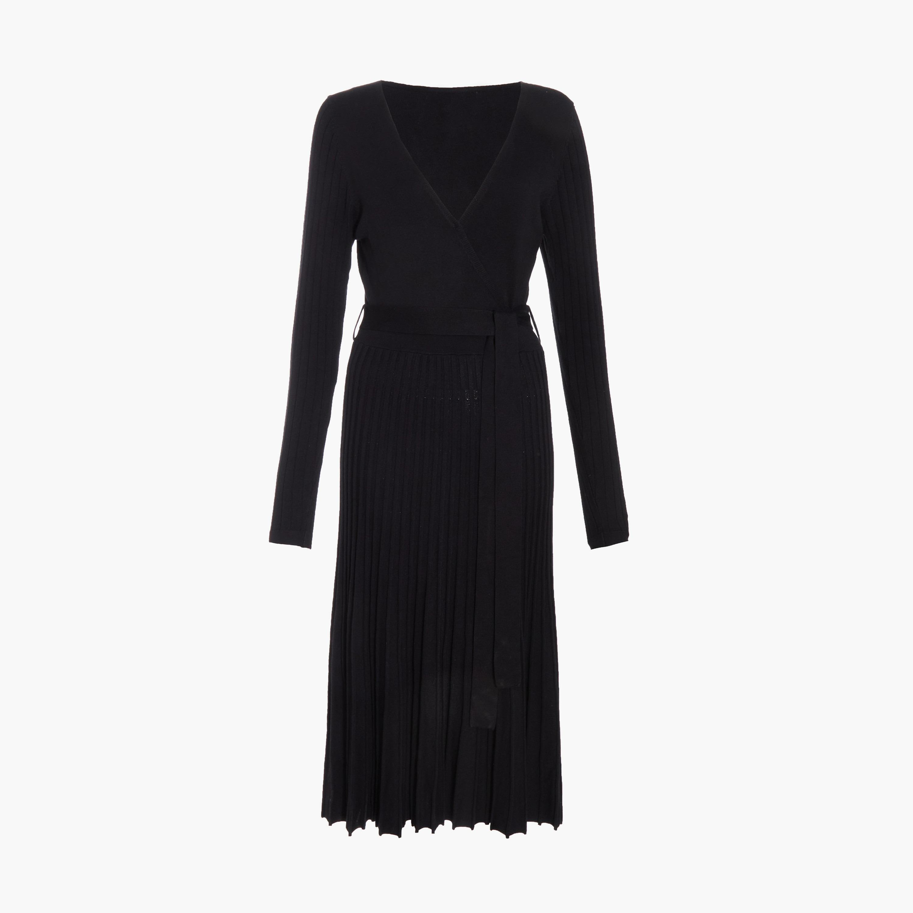 Quiz Black Pleated Yarn Knitted Evening Dress-women-clothing-dresses-image-5