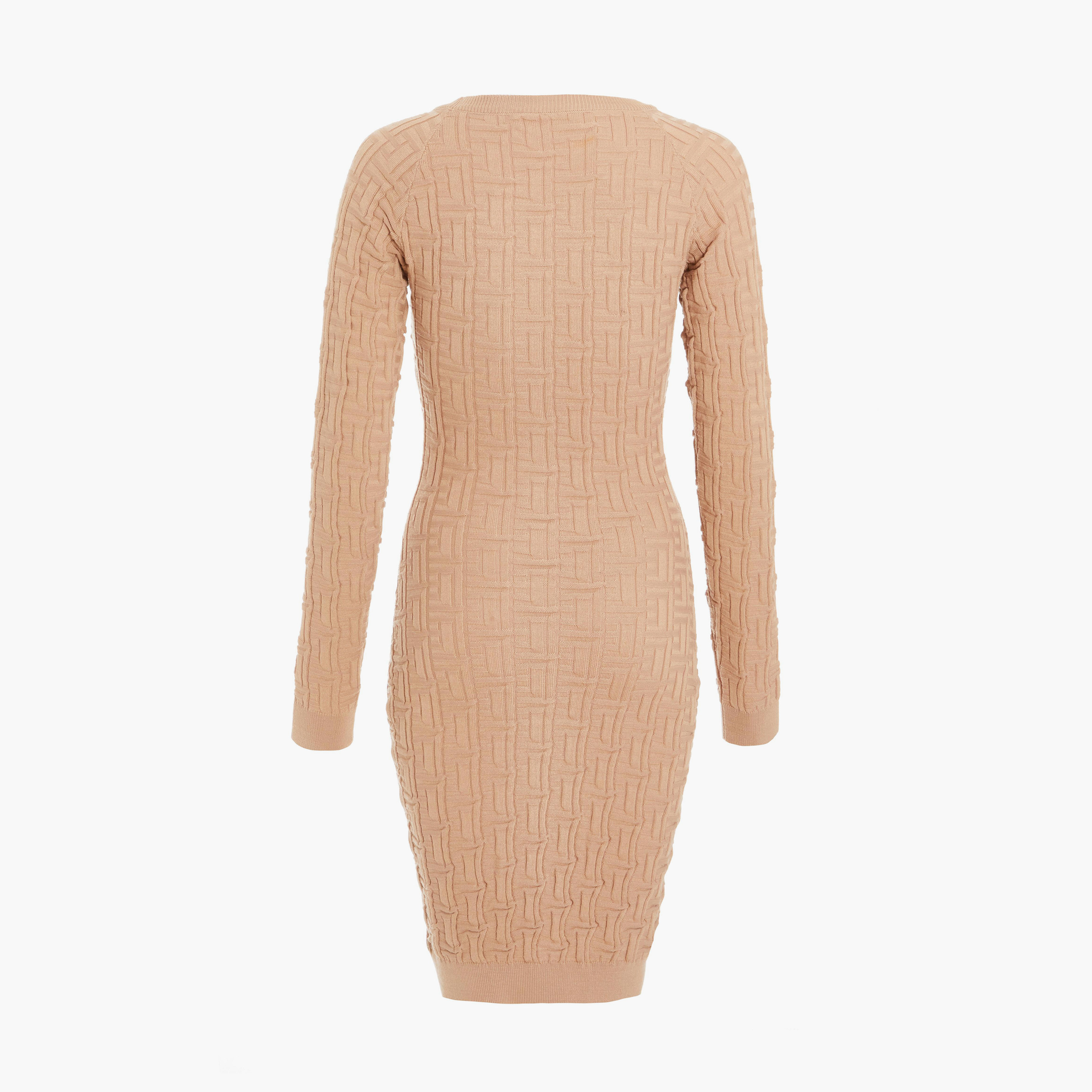 Quiz Stone Geo Jacquard Button Detail Knitted Mini-women-clothing-dresses-image-6