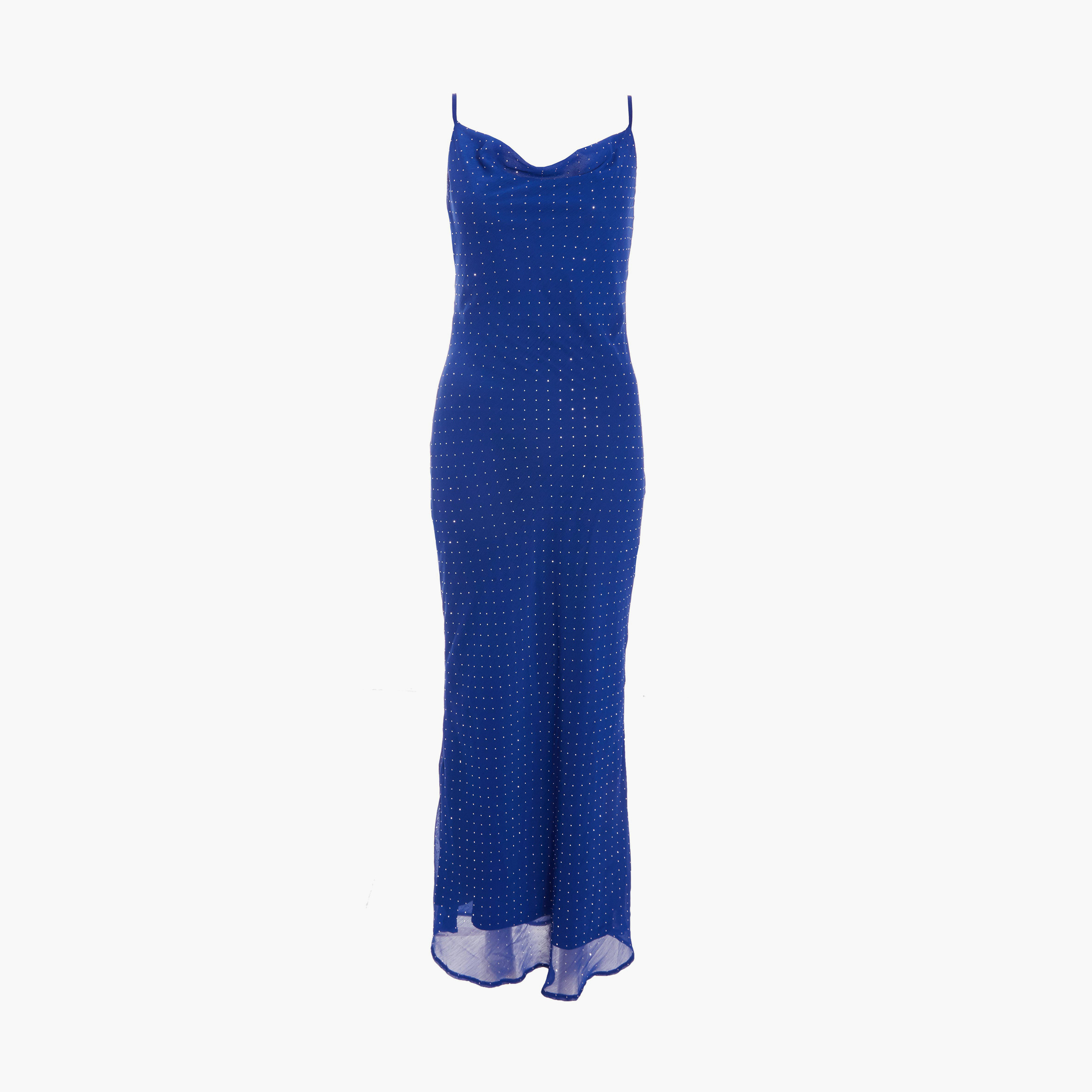 كويز-  فستان ميداكسي من الشيفون الأزرق الداكن بقصة باردو وبقصة باردو-women-clothing-dresses-image-5