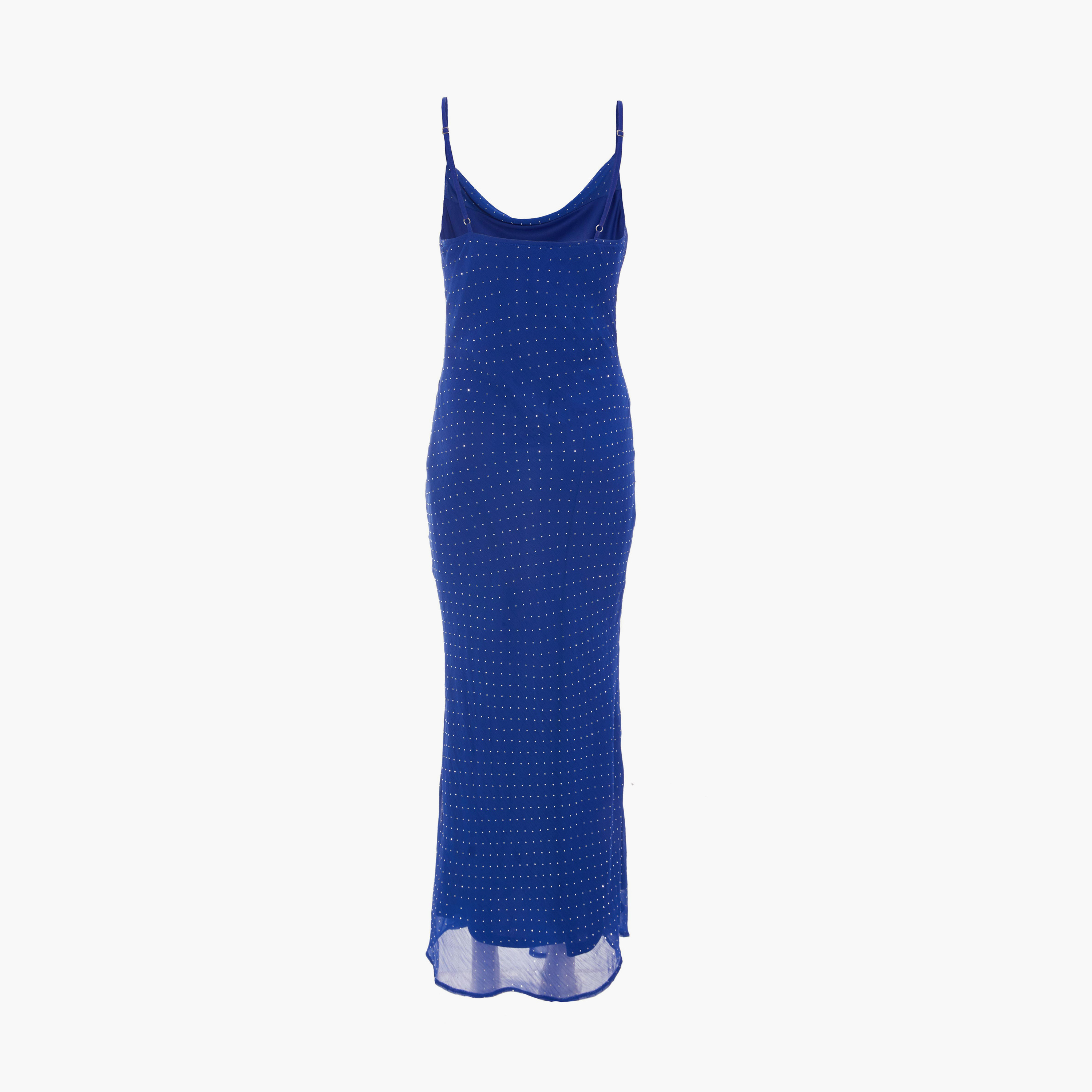 كويز-  فستان ميداكسي من الشيفون الأزرق الداكن بقصة باردو وبقصة باردو-women-clothing-dresses-image-6