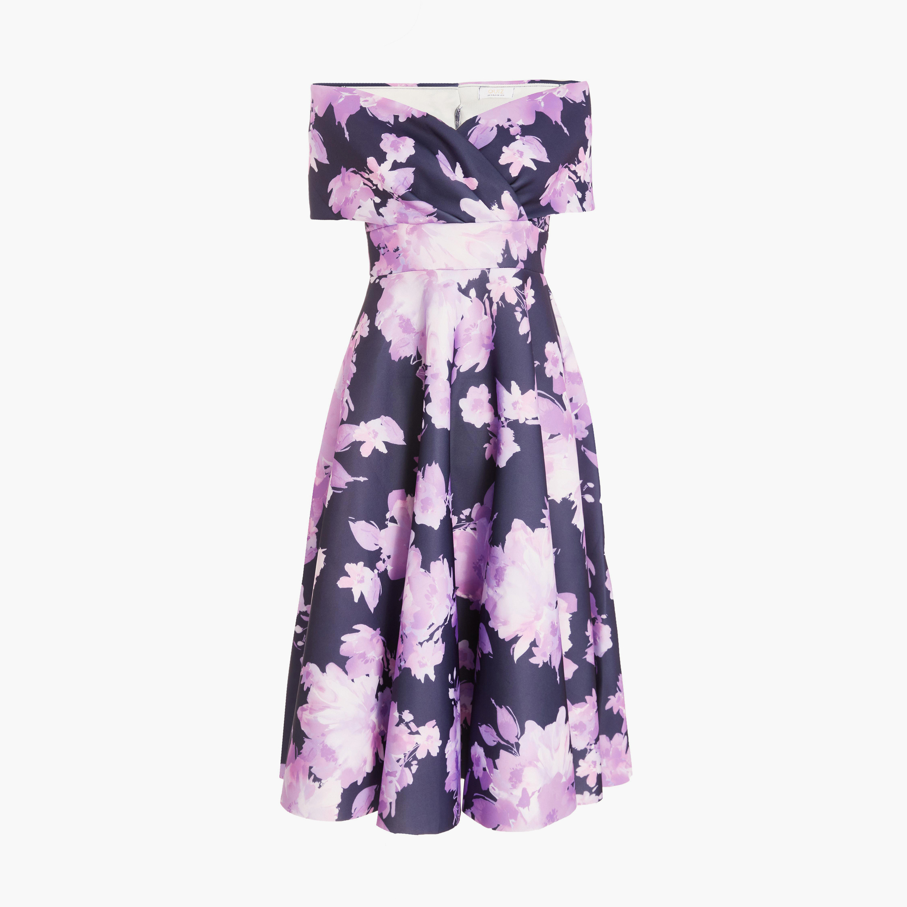 كويز- فستان باردوت فوم مورد- أزرق بحري وبنفسجي-women-clothing-dresses-image-5