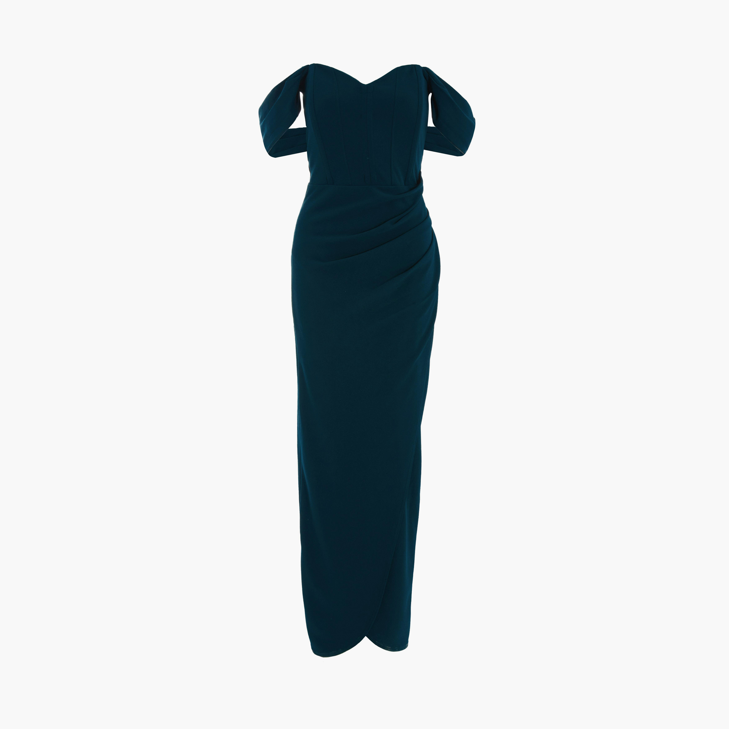 Quiz Black Scuba Crepe Bardot Cross Wrap Evening Maxi Dress-women-clothing-dresses-image-5
