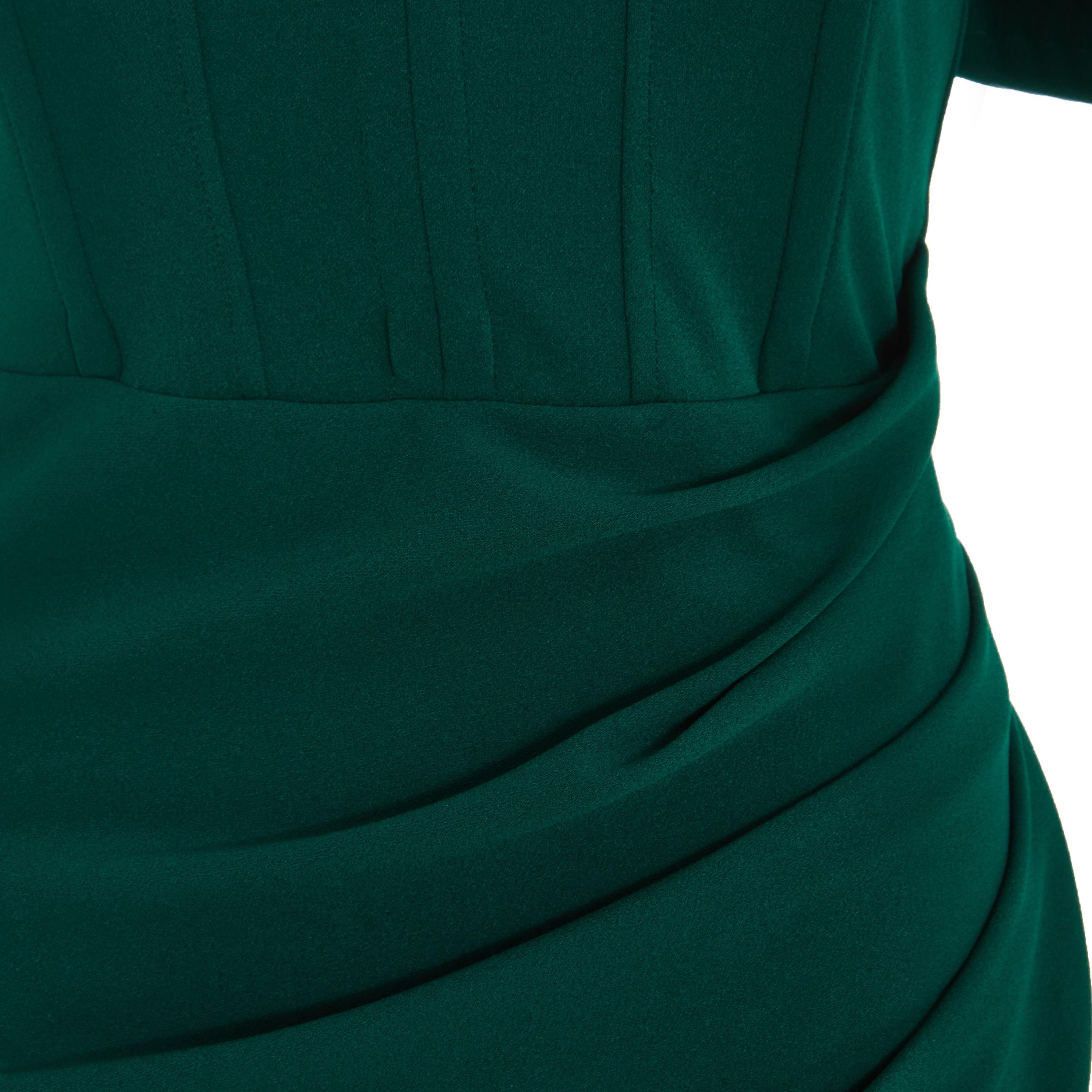 كويز- فستان سهرة ماكسي أخضر بقصّة باردو متقاطعة من قماش الكريب-women-clothing-dresses-image-4