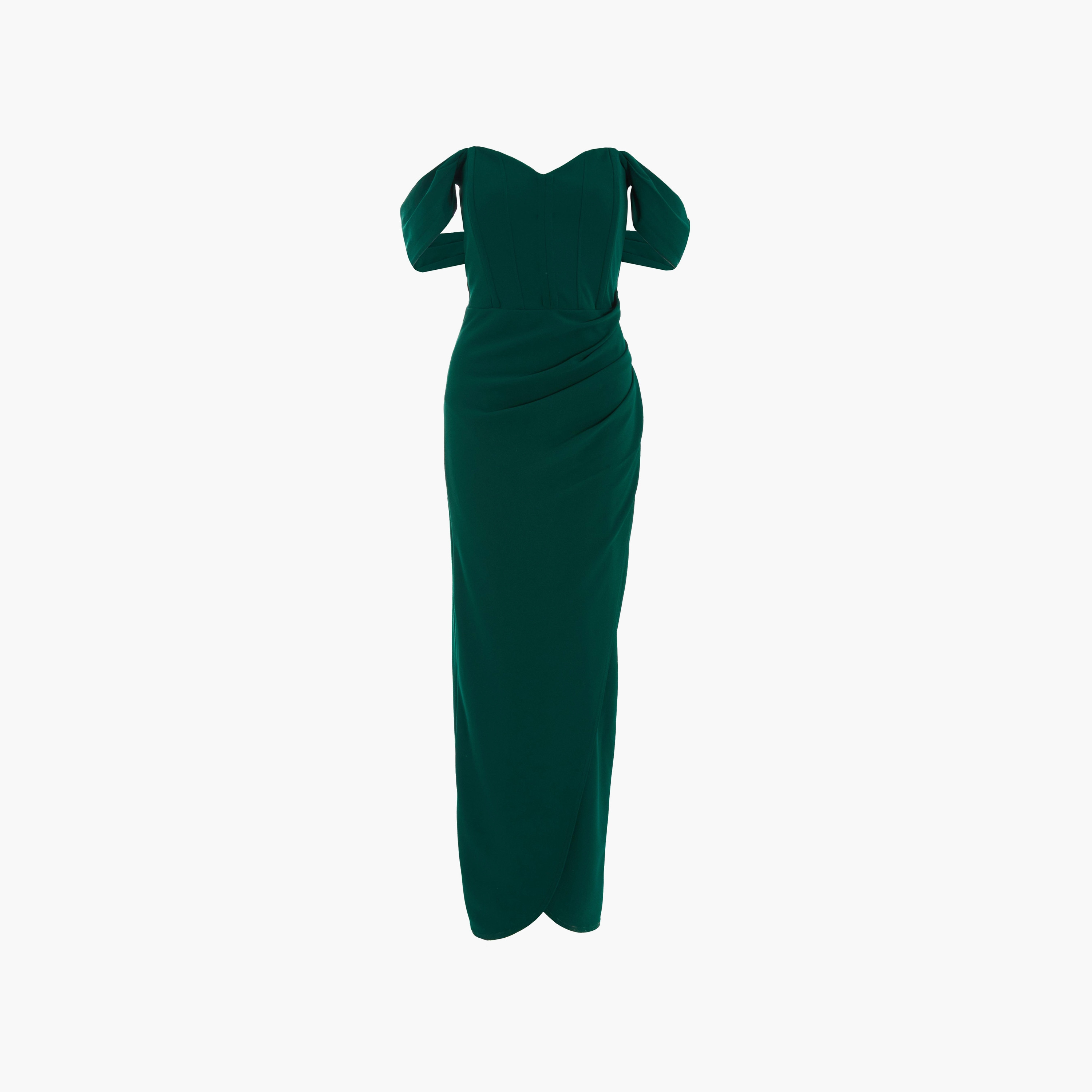 كويز- فستان سهرة ماكسي أخضر بقصّة باردو متقاطعة من قماش الكريب-women-clothing-dresses-image-5