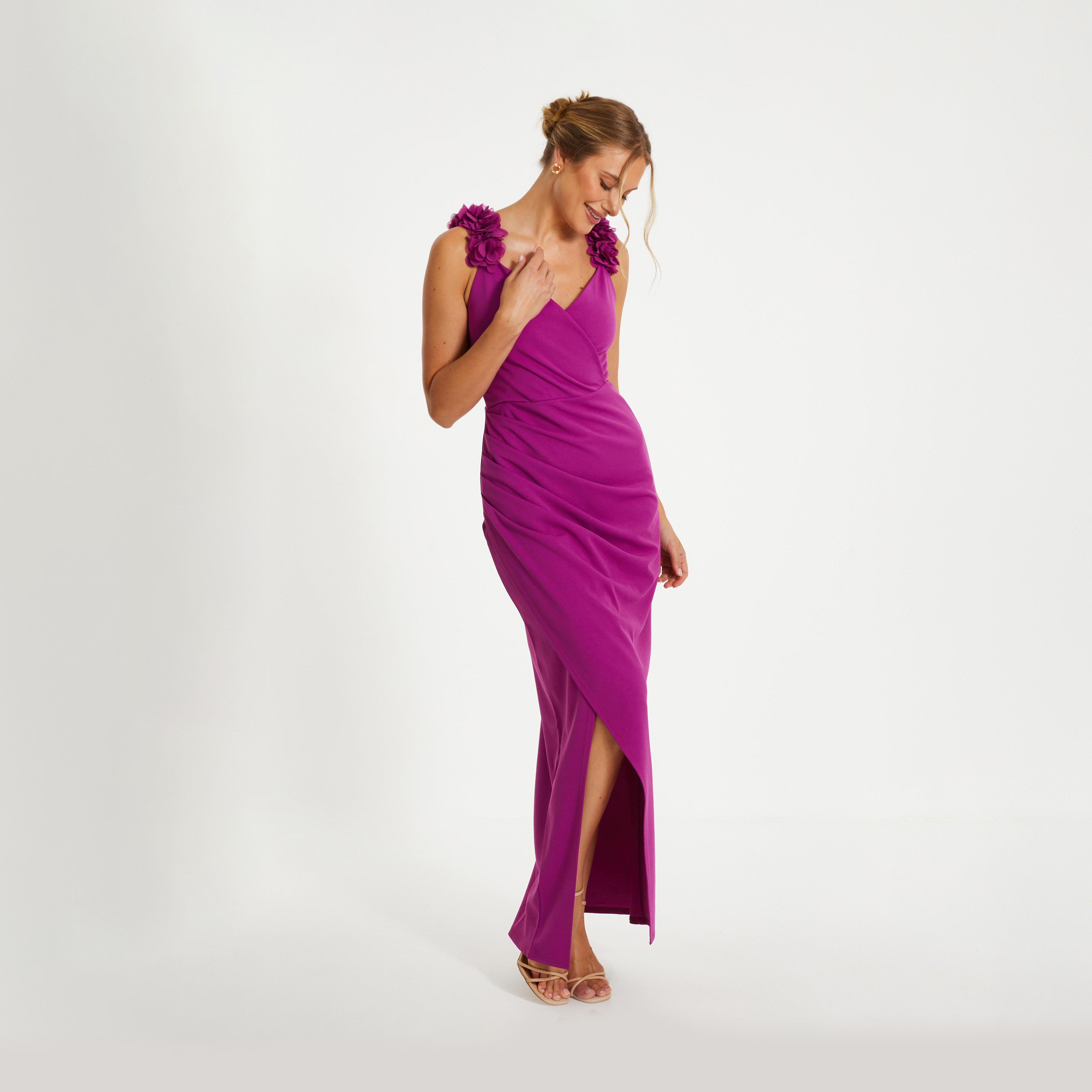 كويز- فستان سهرة ماكسي توتي سكوبا كريب حزام مزخرف-women-clothing-dresses-image-3