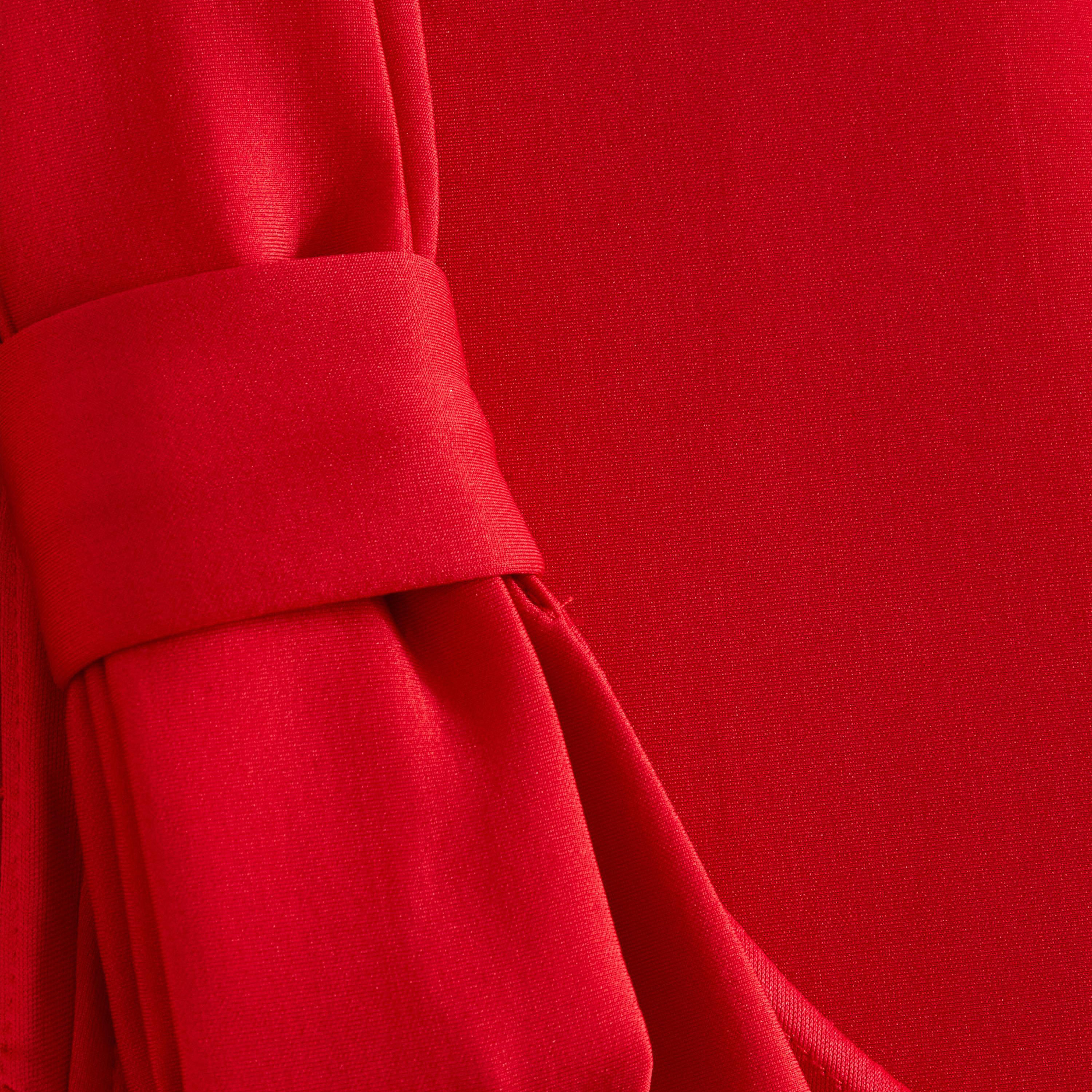 Quiz Red Scuba One Shoulder Bow Skater Evening Wear Midi Dress-women-clothing-dresses-image-4