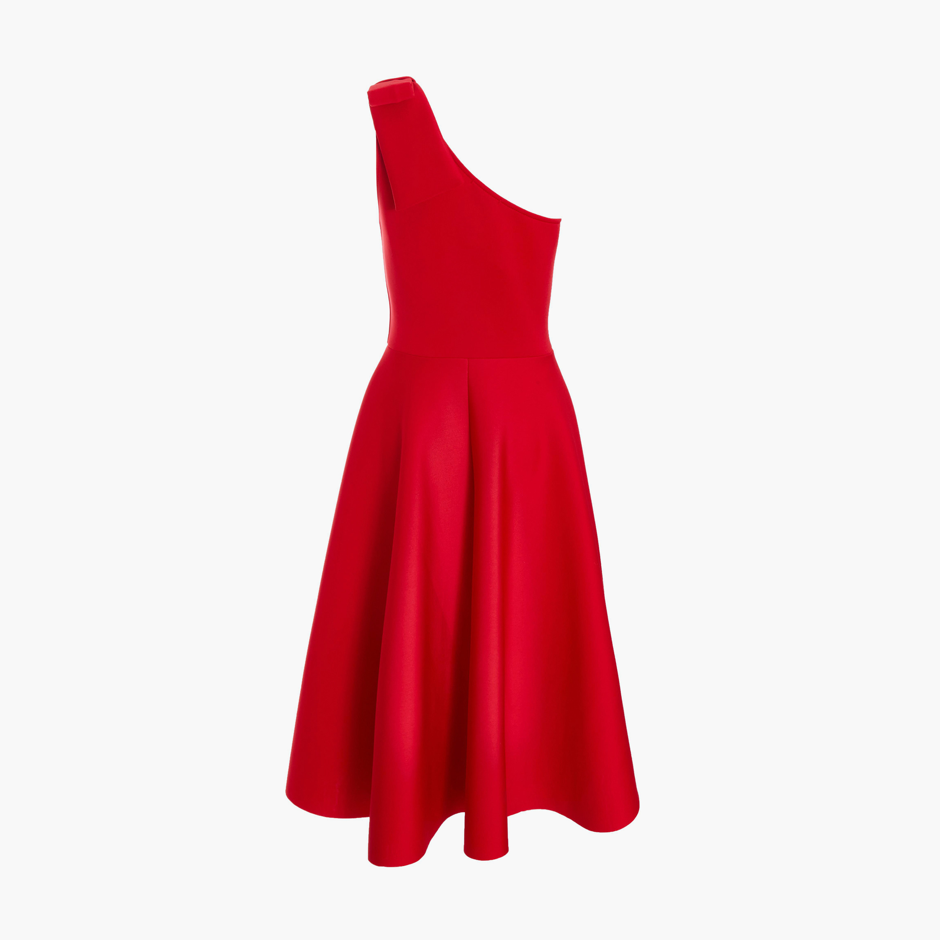 كويز-  فستان سهرة أحمر بكتف واحد مع فيونكة سكوبا متوسط ​​الطول-women-clothing-dresses-image-6