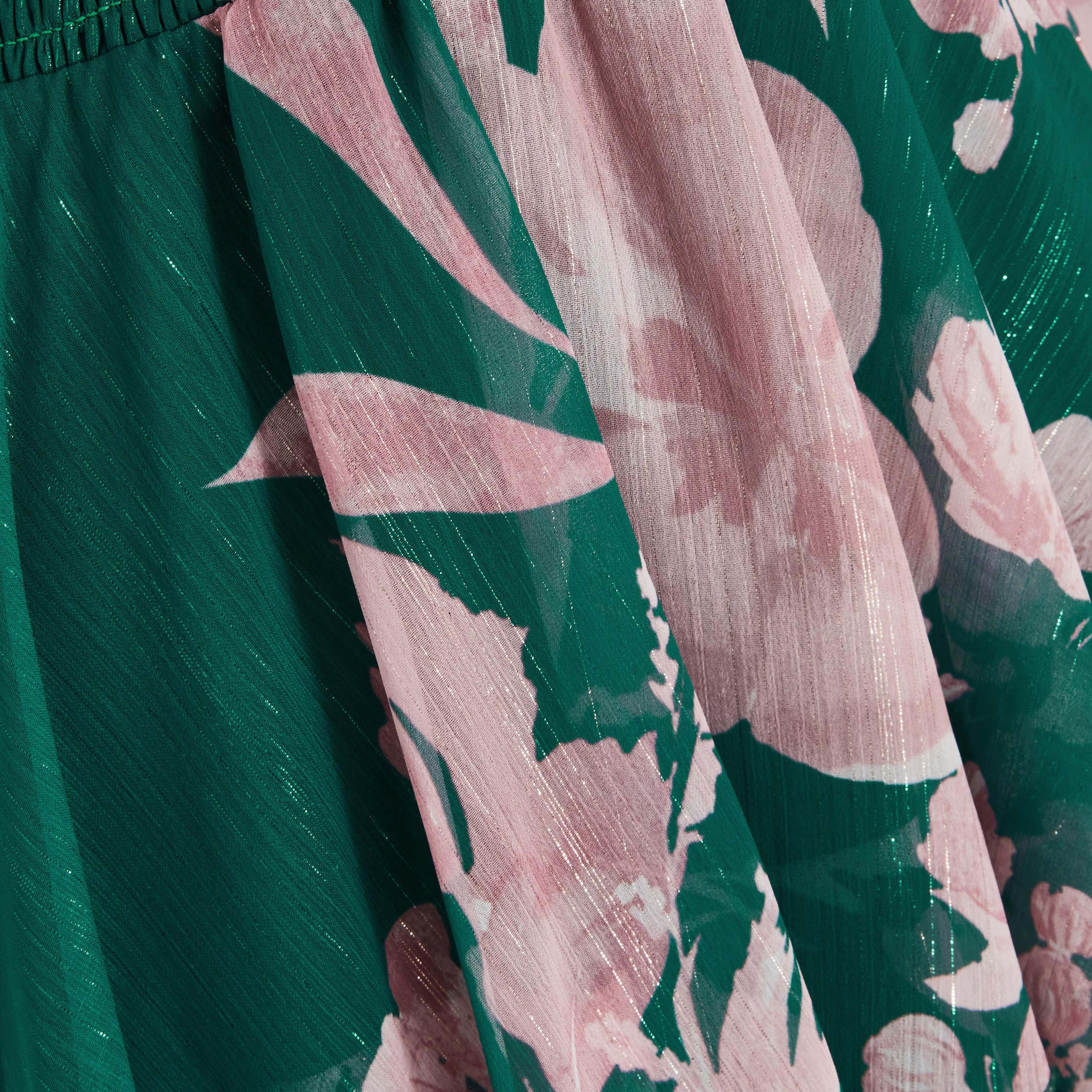 Quiz Bottle Green Chiffon Wrap Frill Long Sleeve Skater Dress-women-clothing-dresses-image-4