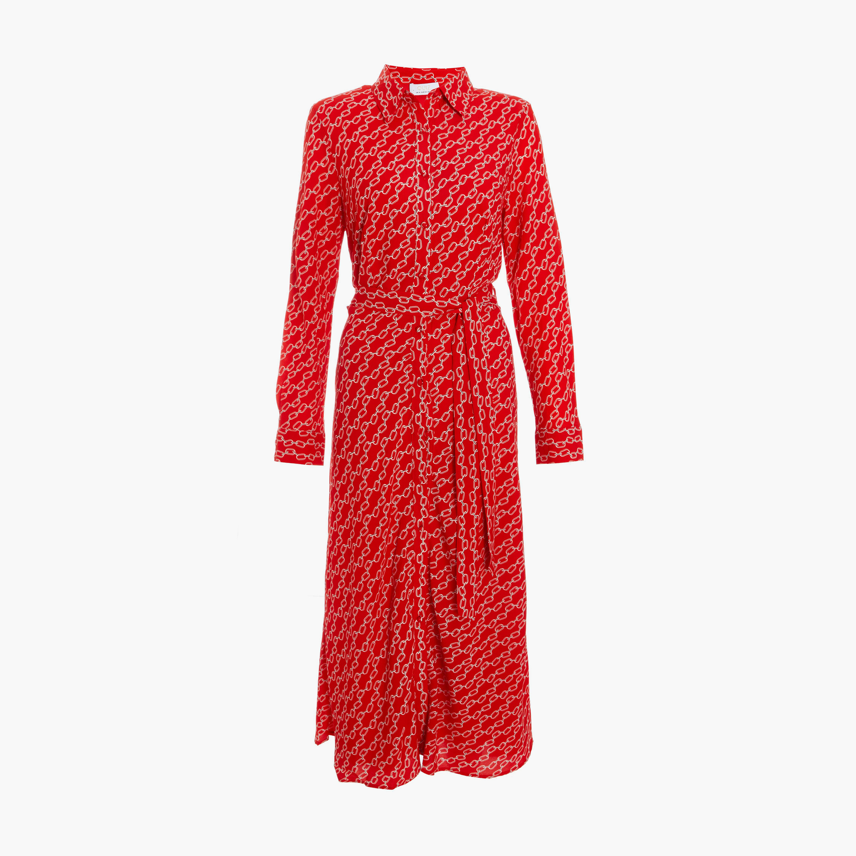 Quiz Red Chain Print Chiffon Midi Shirt Dress-women-clothing-dresses-image-5
