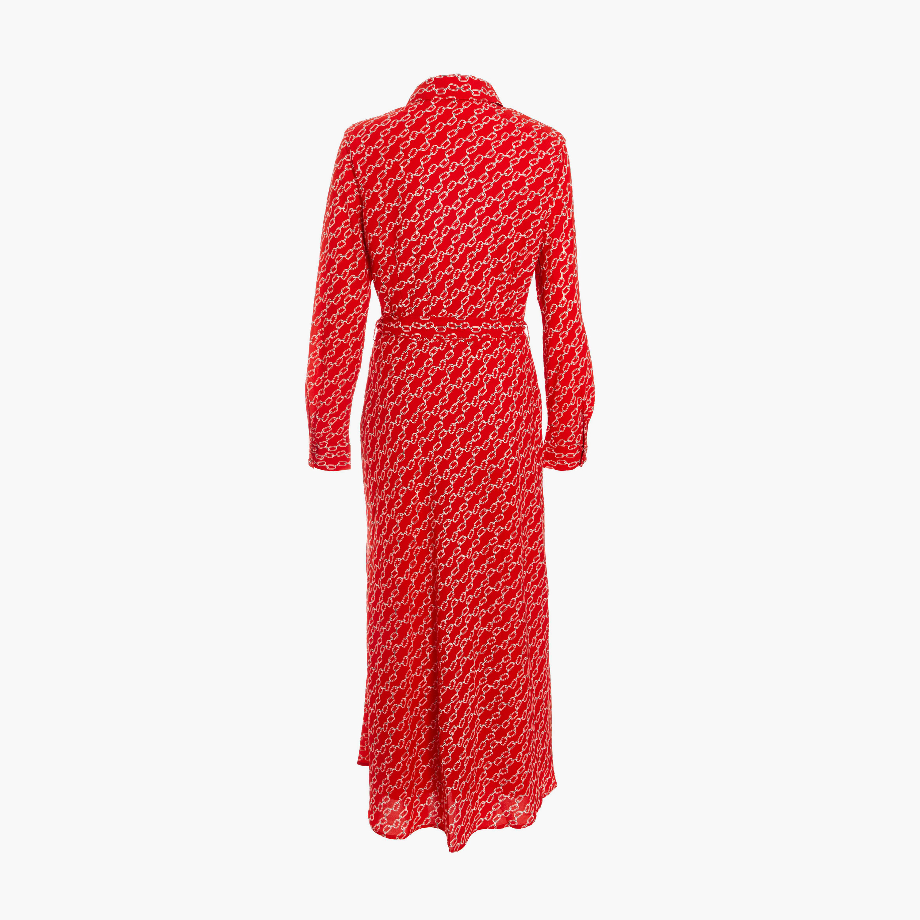 كويز- فستان ميدي من الشيفون بطبعة سلسلة حمراء-women-clothing-dresses-image-6