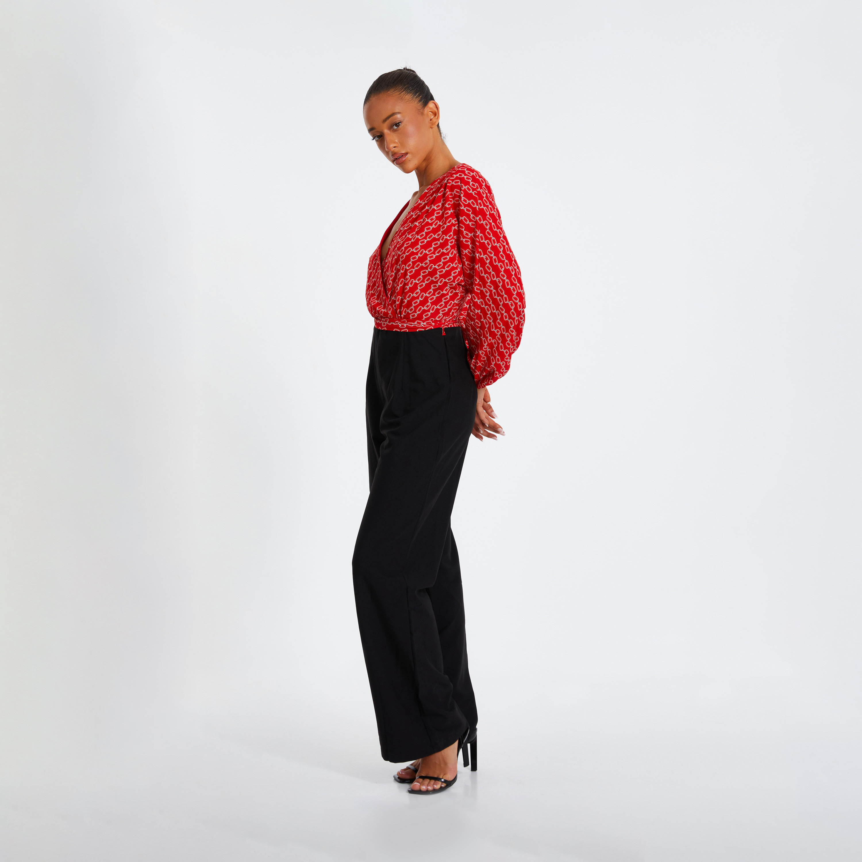 Quiz Red Chain Print Chiffon 2-in-1 Jumpsuit-women-clothing-jumpsuits-image-3