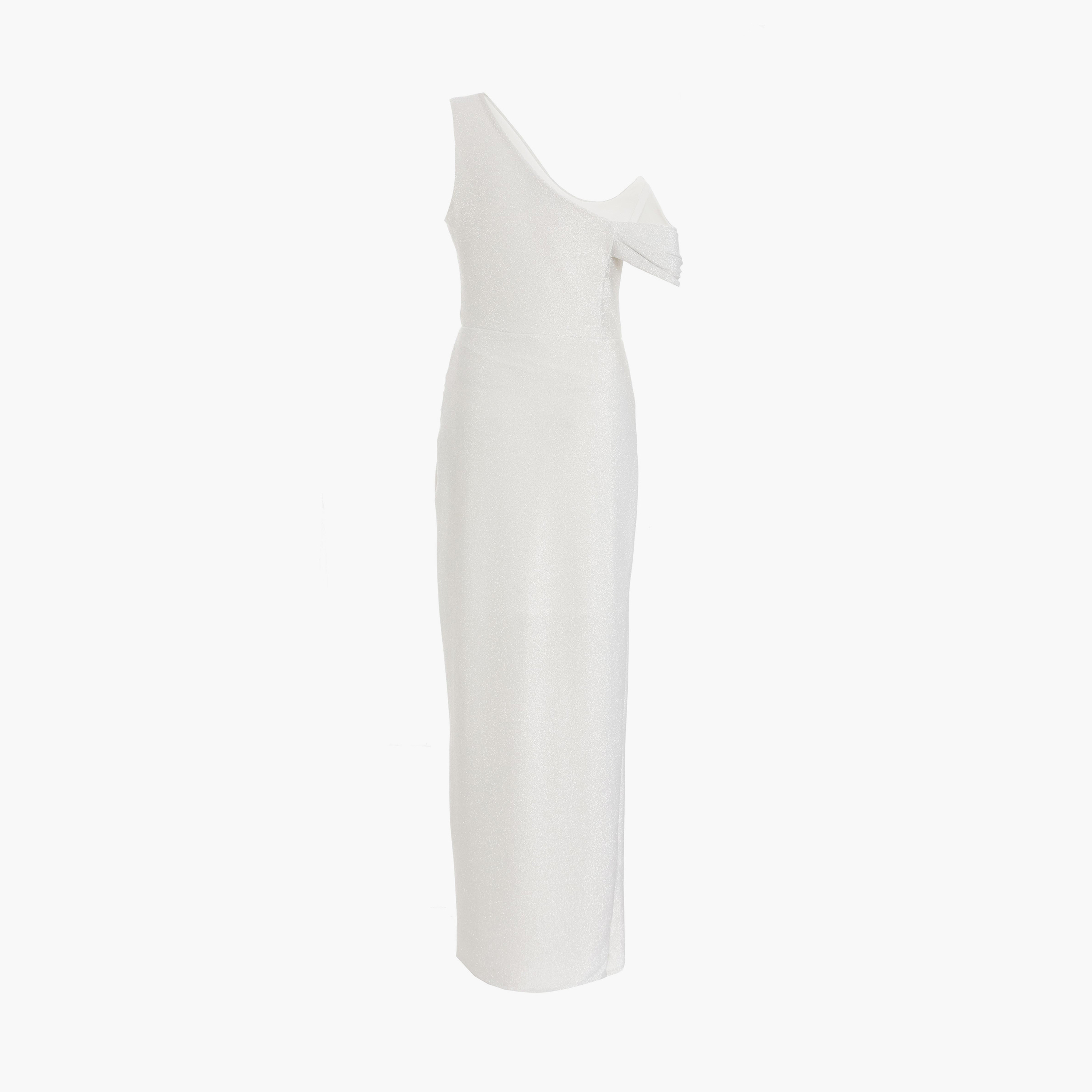 كويز-  فستان سهرة ماكسي لامع  لون فضي قابل للتمدد-women-clothing-dresses-image-6