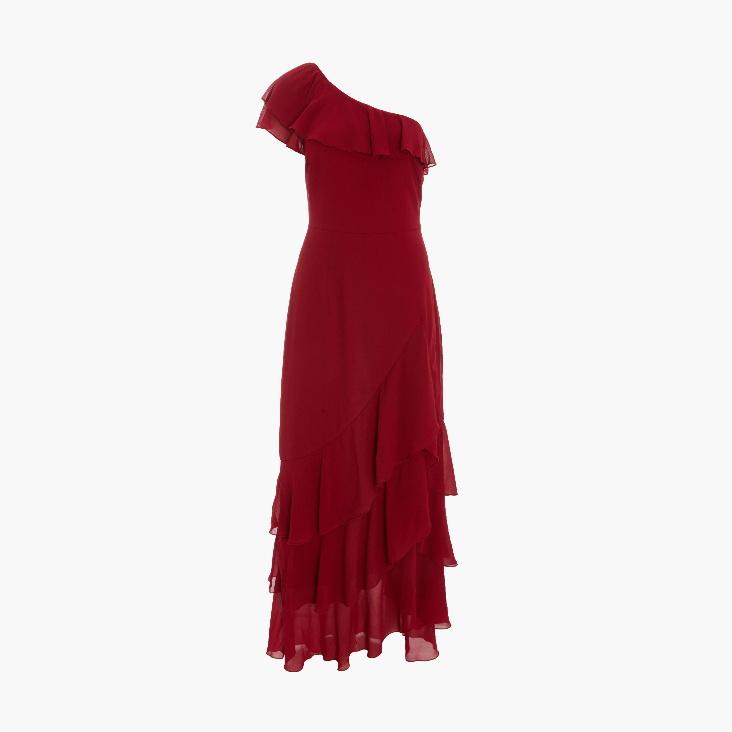 كويز- فستان ميداكسي من الشيفون بكتف واحد وكشكشة من بيري-women-clothing-dresses-image-5